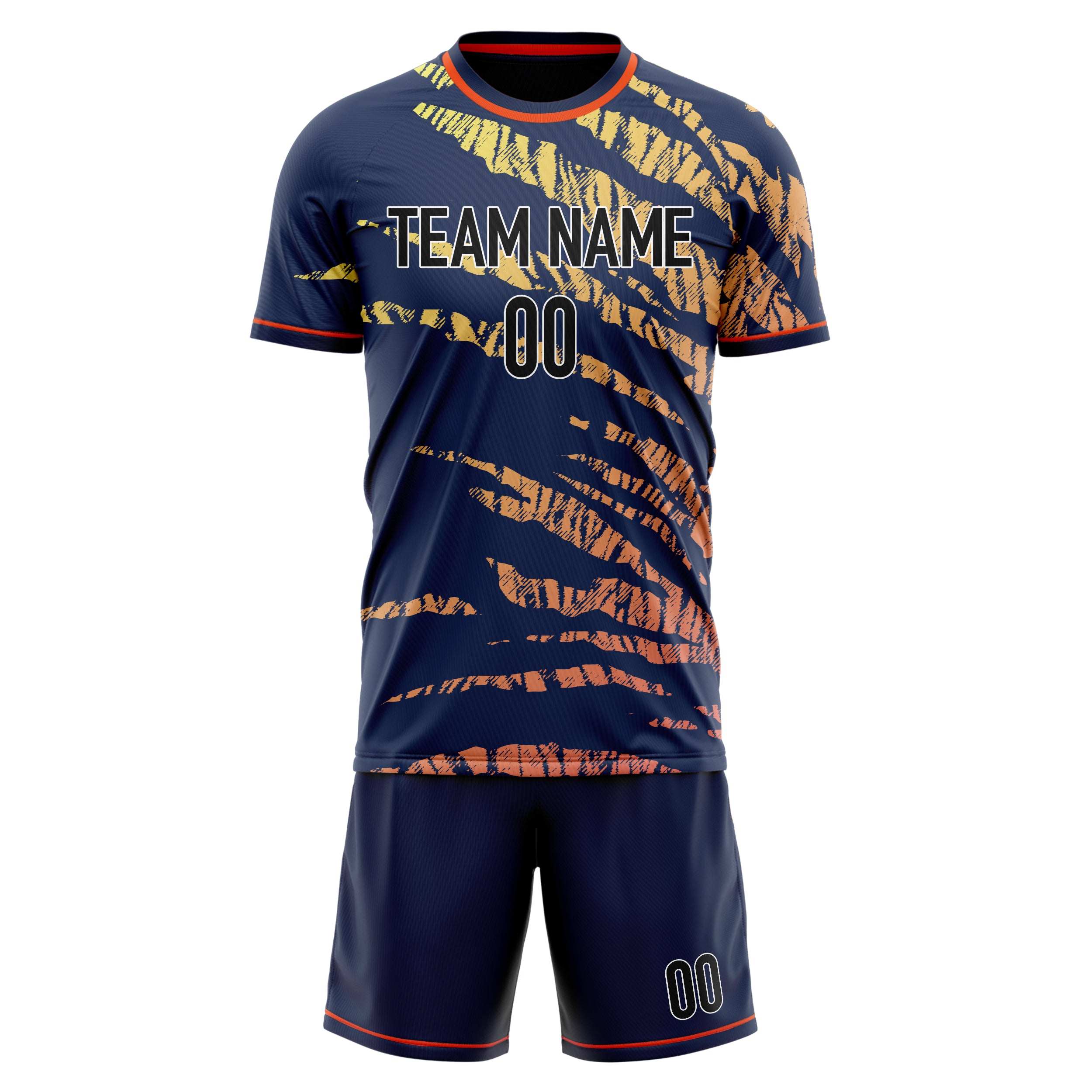 Custom Navy Red GeometricalPattern Soccer Jersey