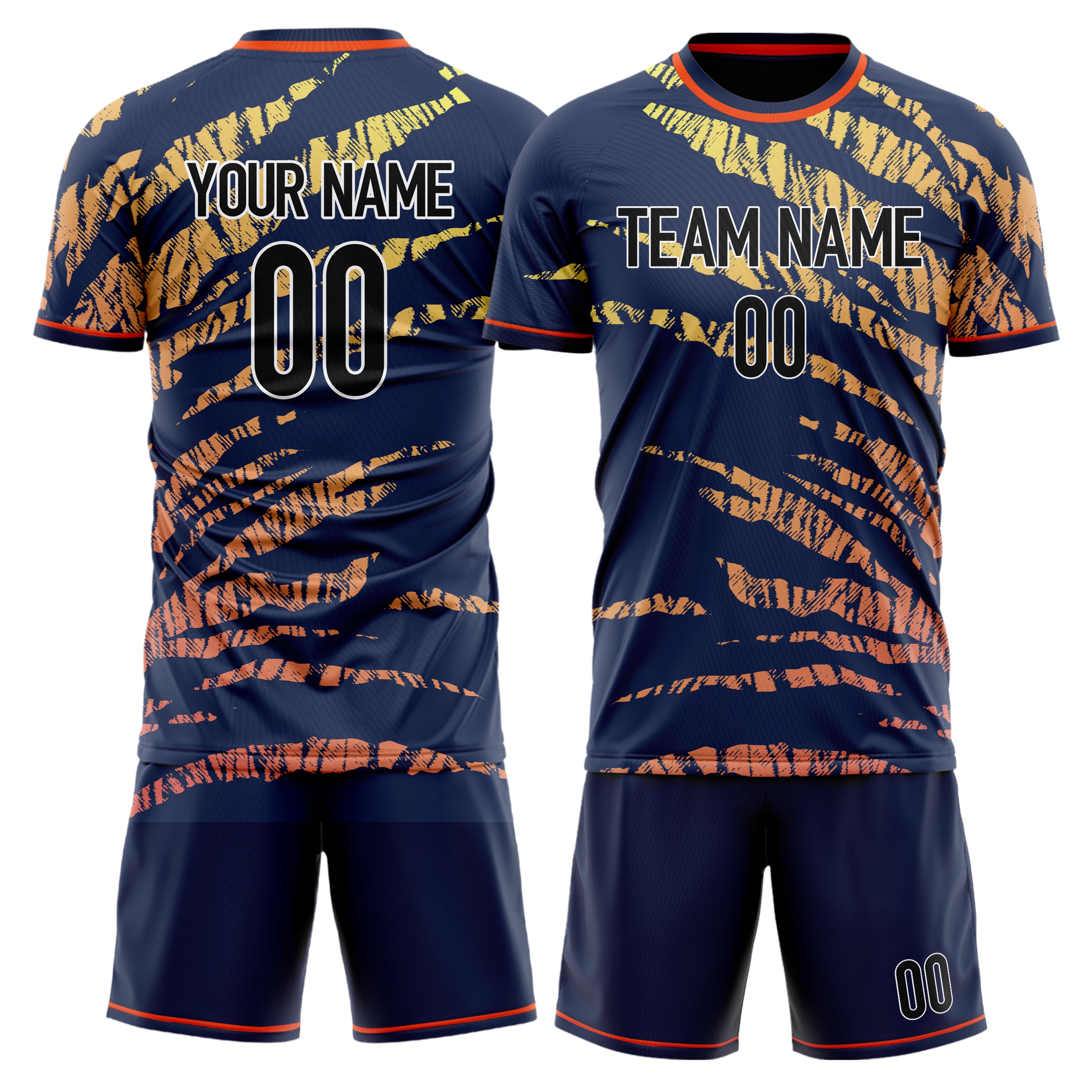 Custom Navy Red GeometricalPattern Soccer Jersey