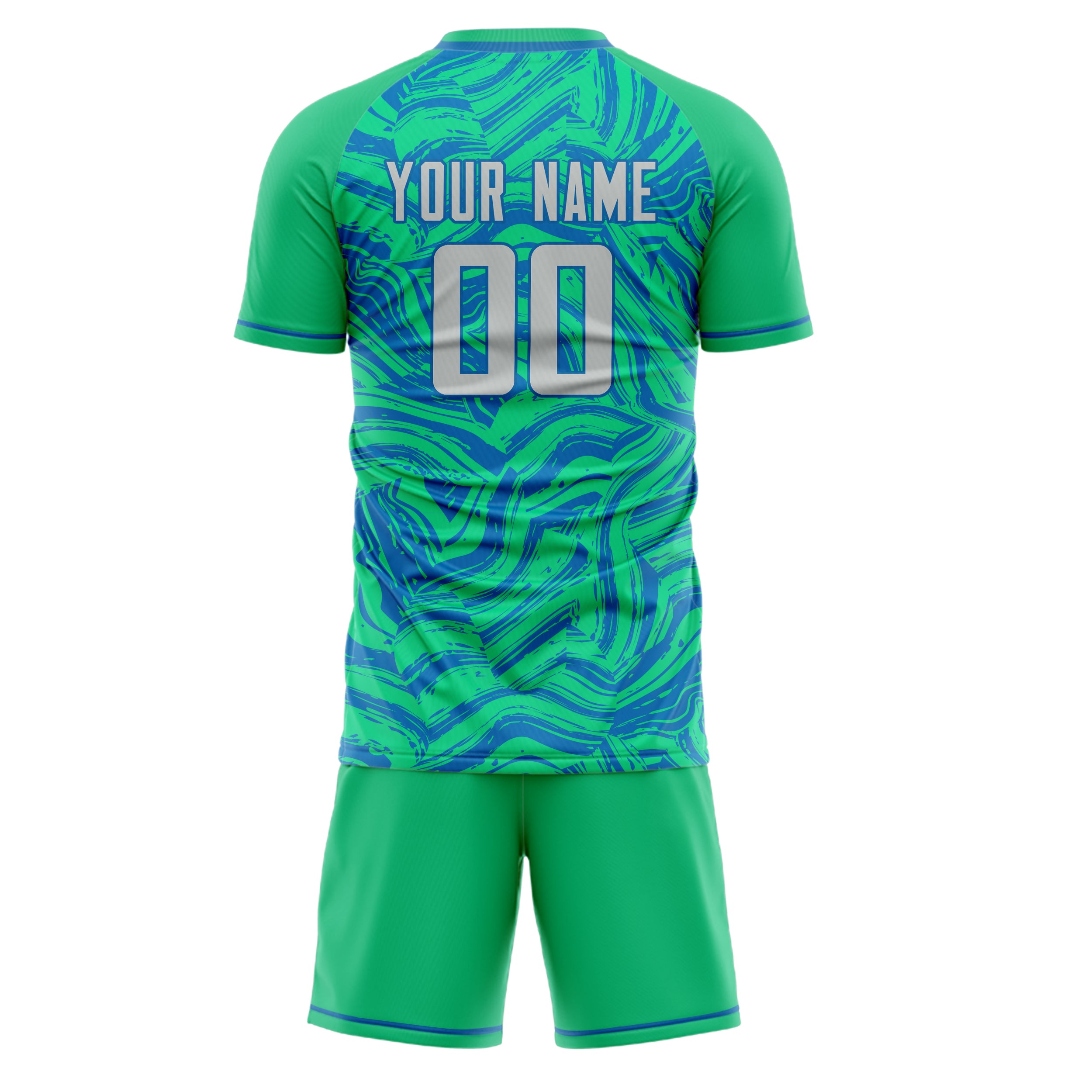 Custom Teal Blue GeometricalPattern Soccer Jersey