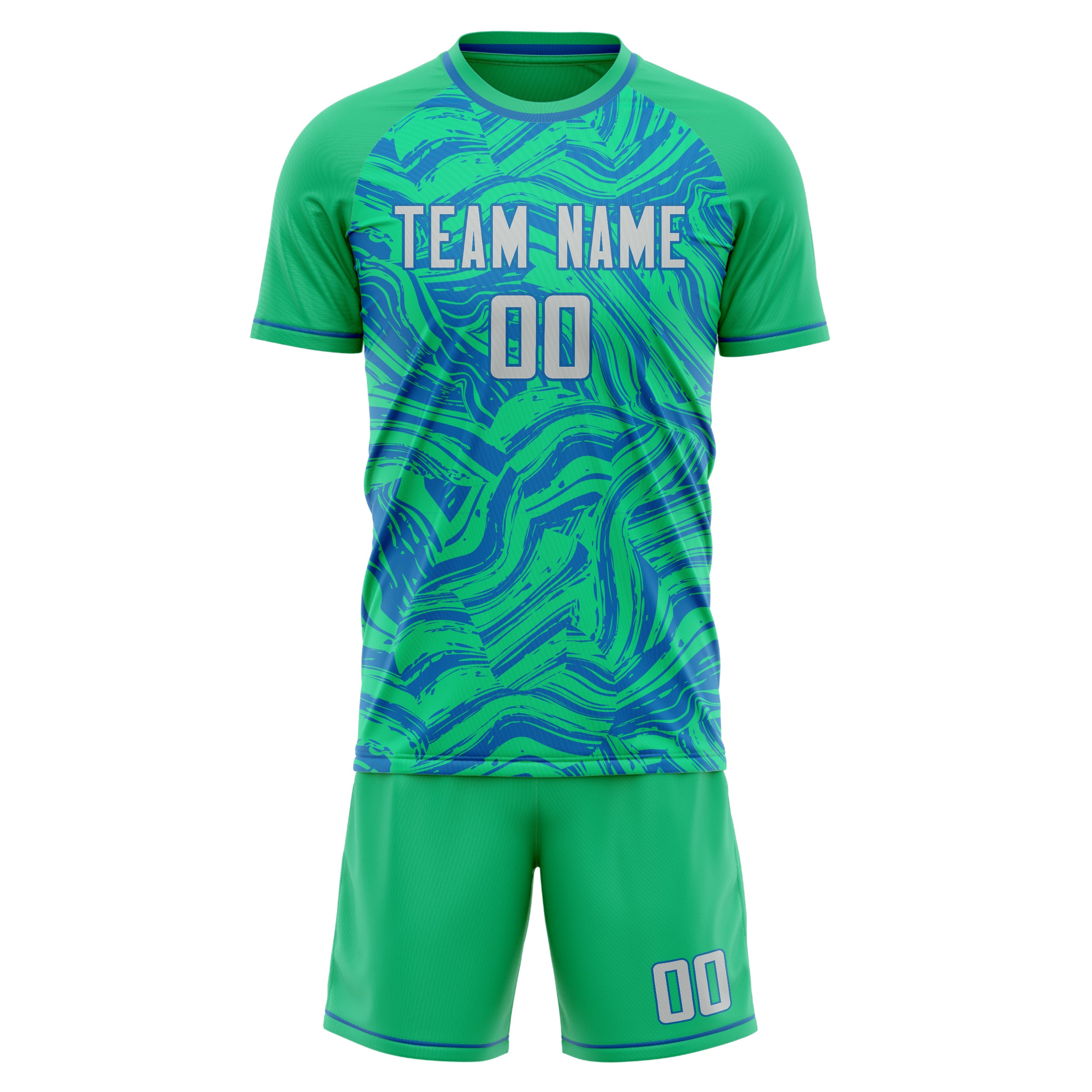 Custom Teal Blue GeometricalPattern Soccer Jersey