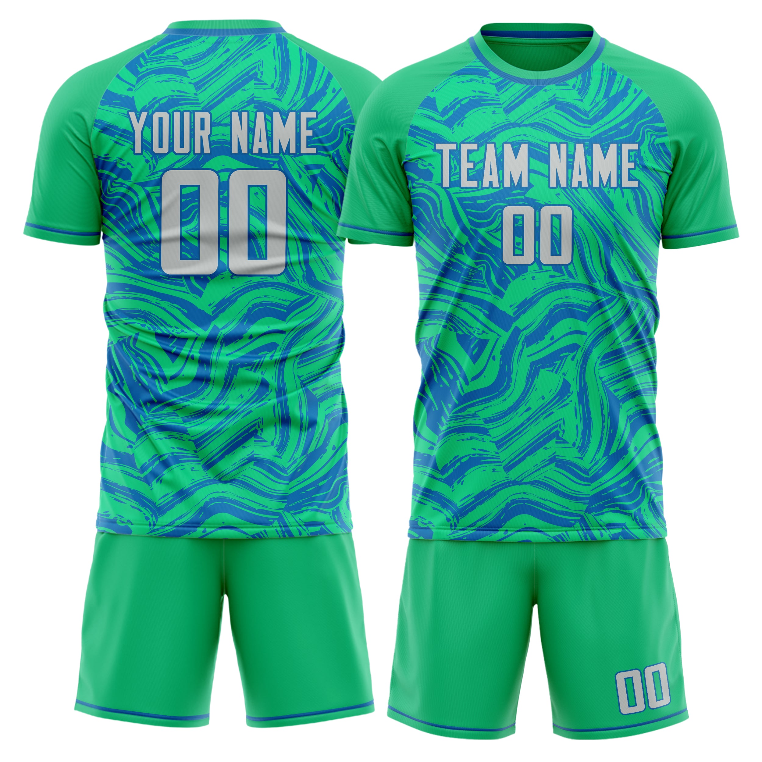 Custom Teal Blue GeometricalPattern Soccer Jersey