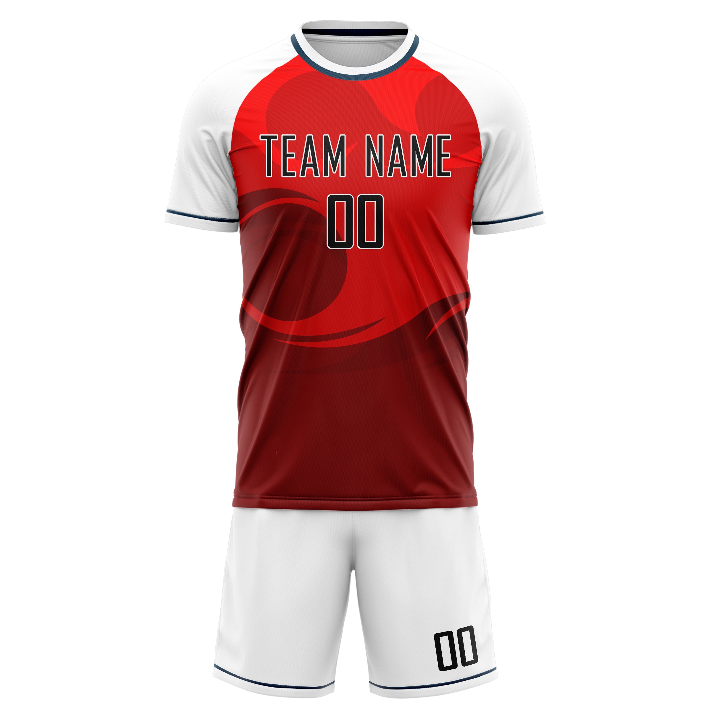 Custom Red White GeometricalPattern Soccer Jersey