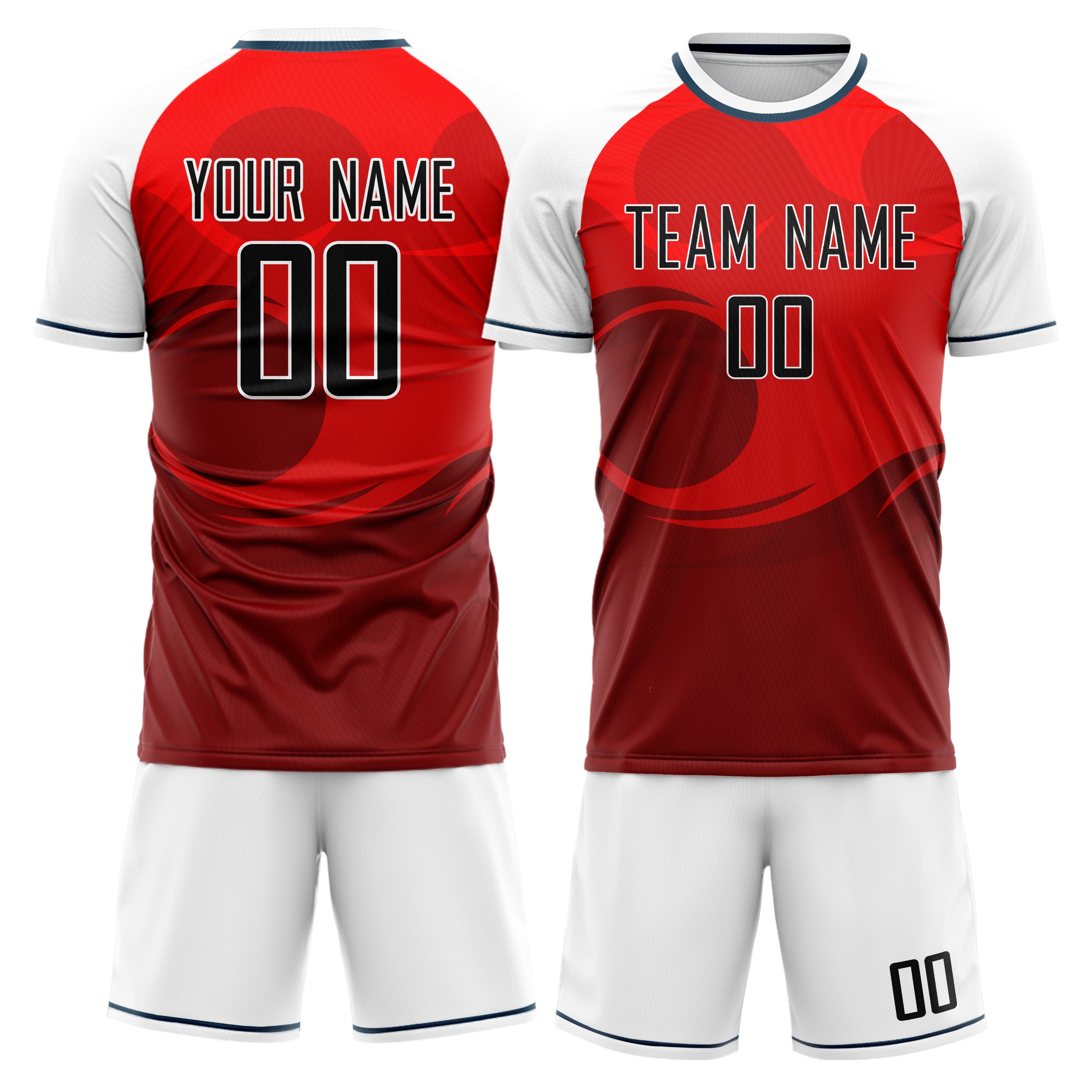 Custom Red White GeometricalPattern Soccer Jersey