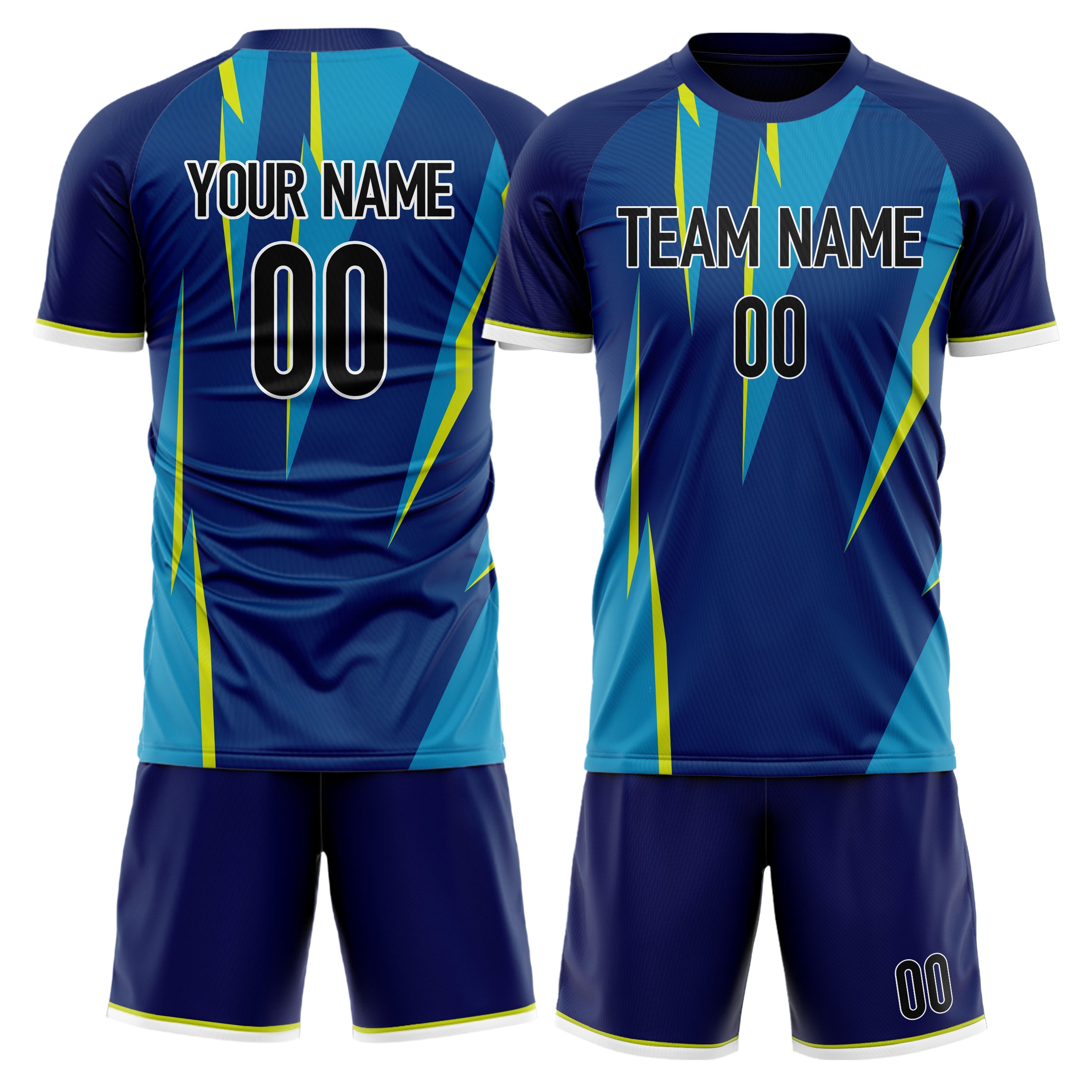 Custom Royal Blue GeometricalPattern Soccer Jersey