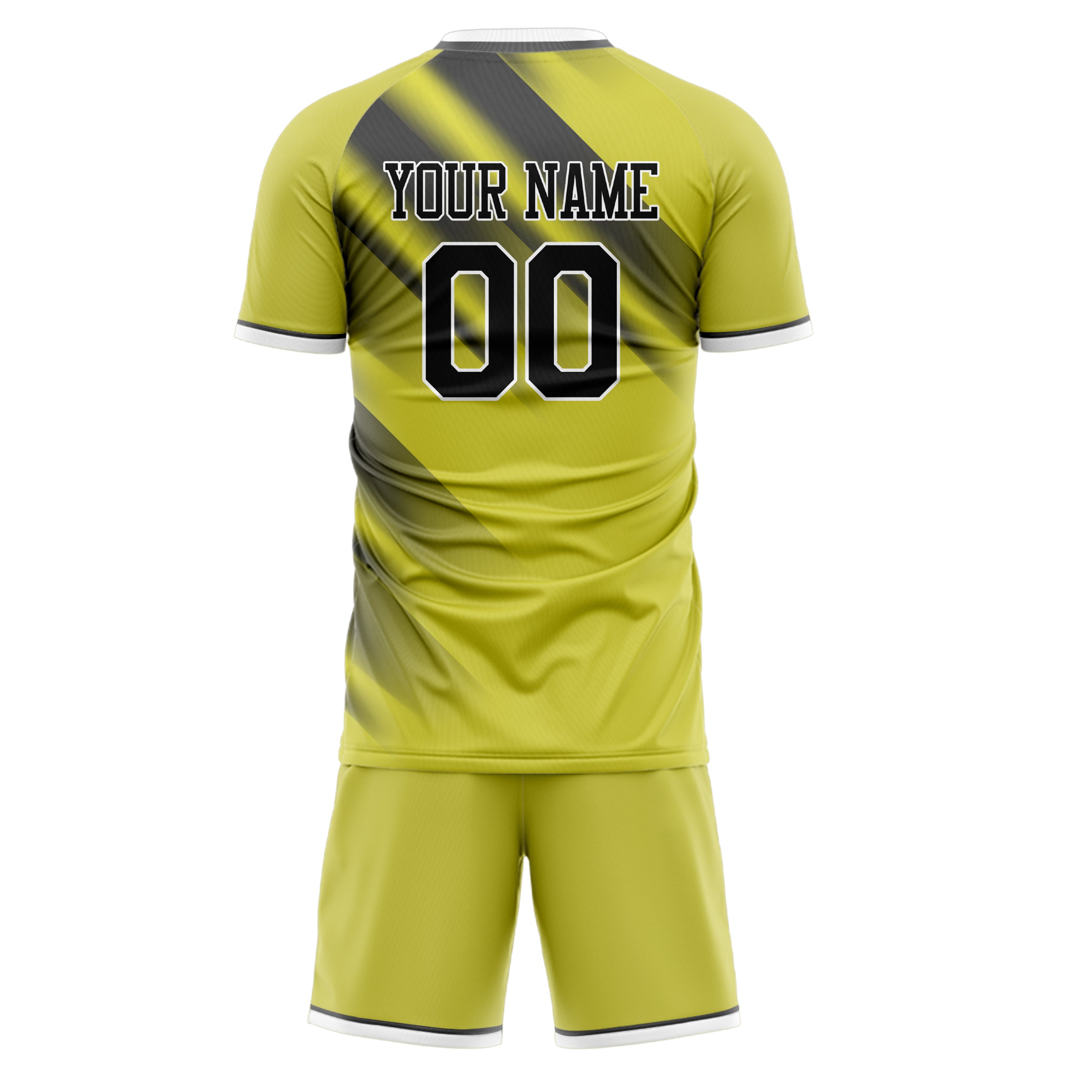 Custom Yellow Gray GeometricalPattern Soccer Jersey