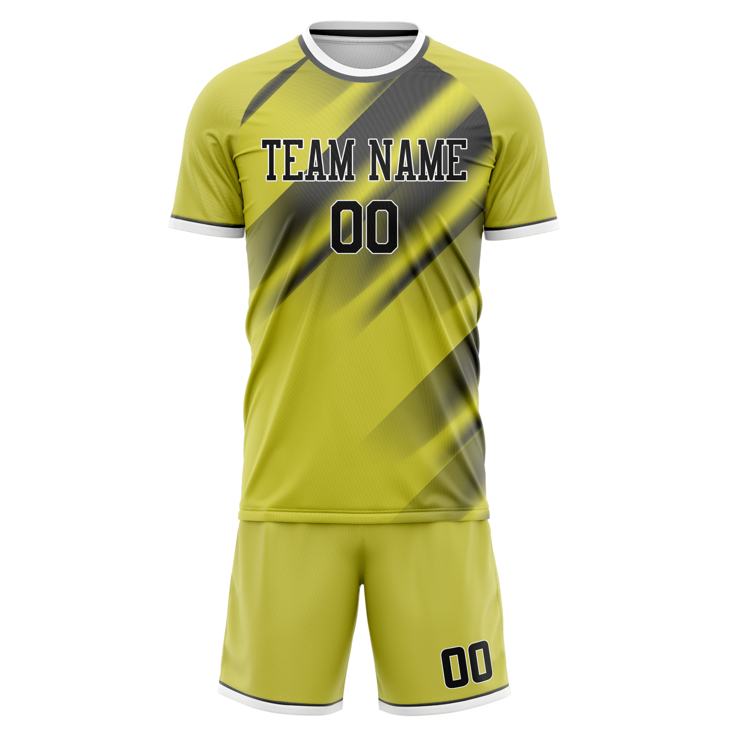 Custom Yellow Gray GeometricalPattern Soccer Jersey
