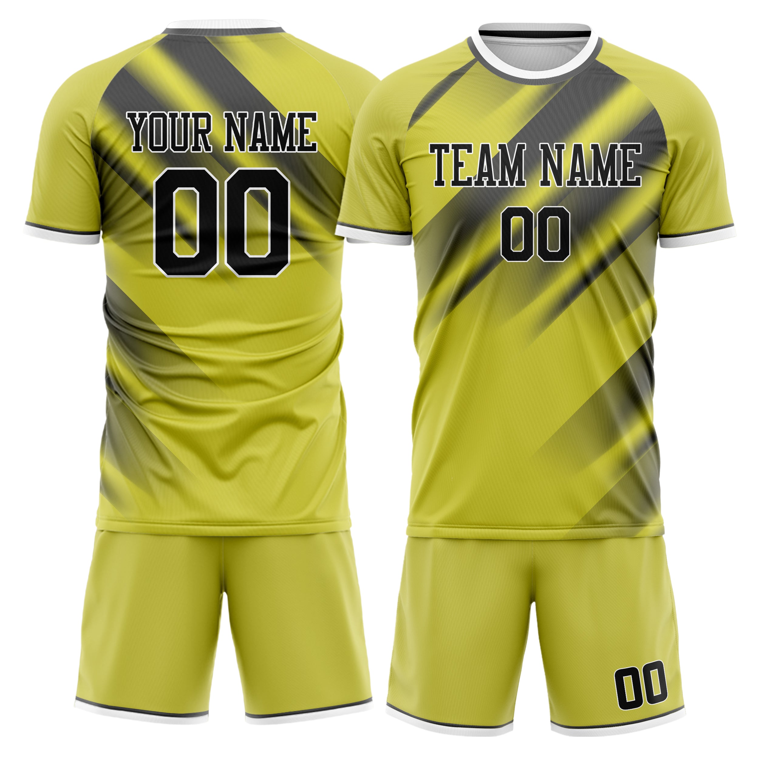 Custom Yellow Gray GeometricalPattern Soccer Jersey
