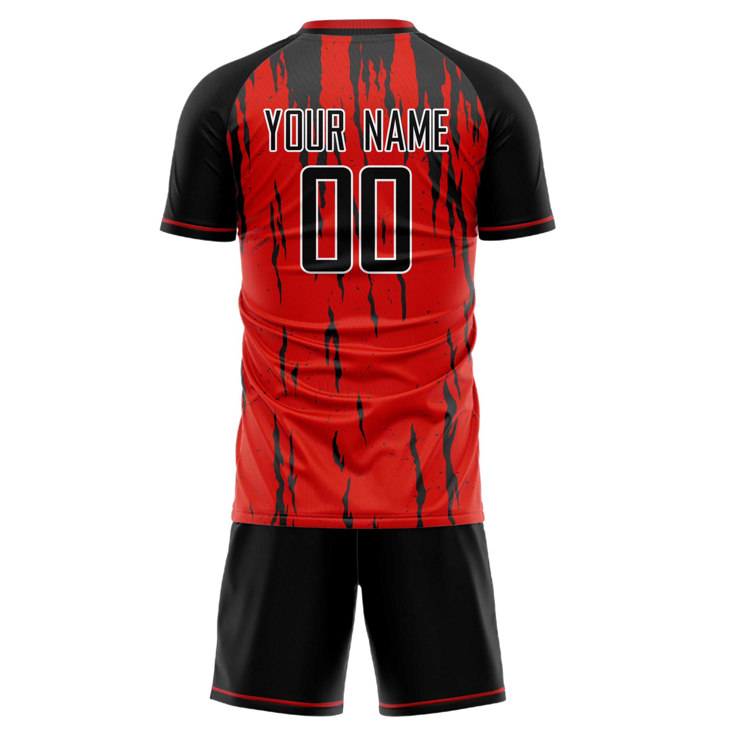 Custom Red Black GeometricalPattern Soccer Jersey