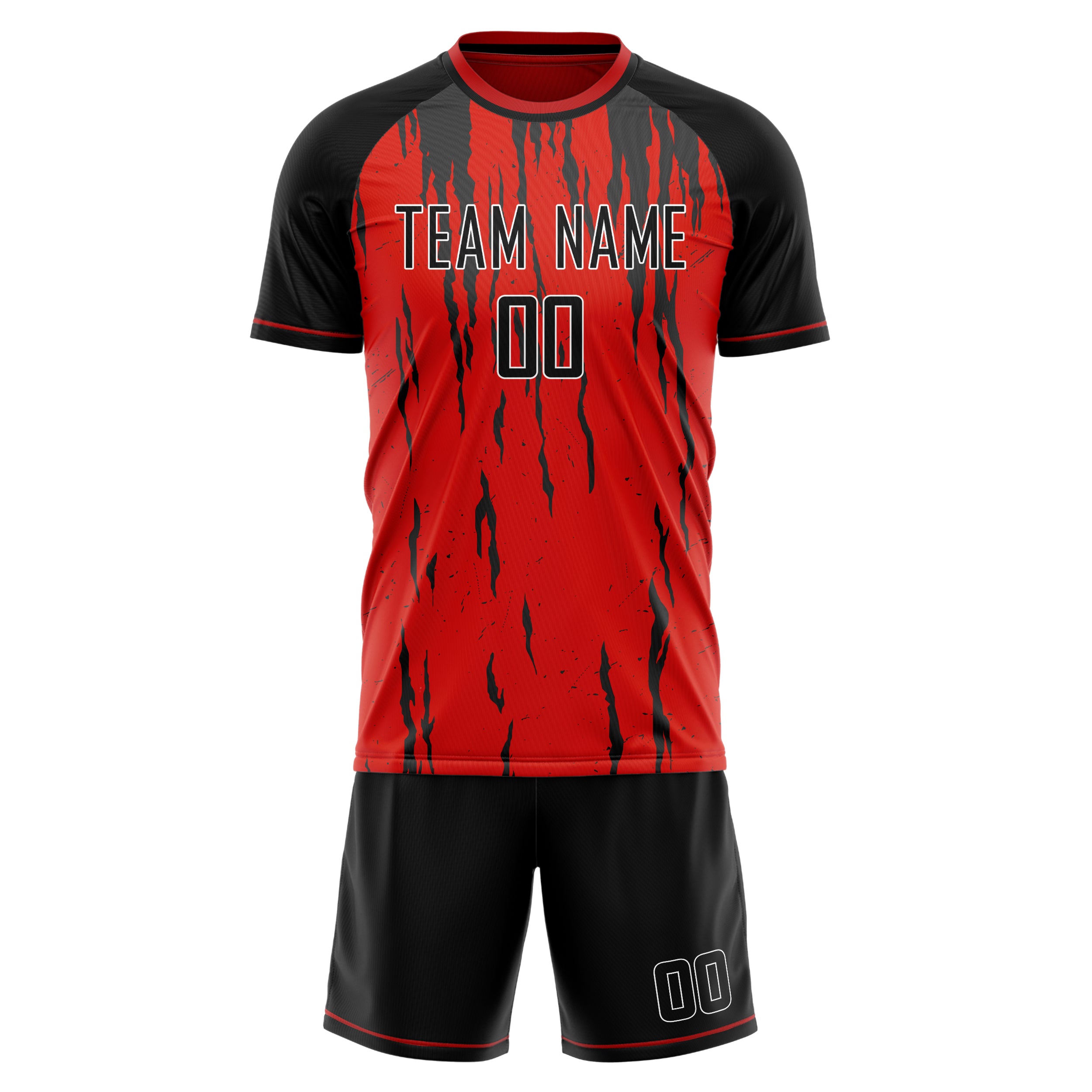 Custom Red Black GeometricalPattern Soccer Jersey