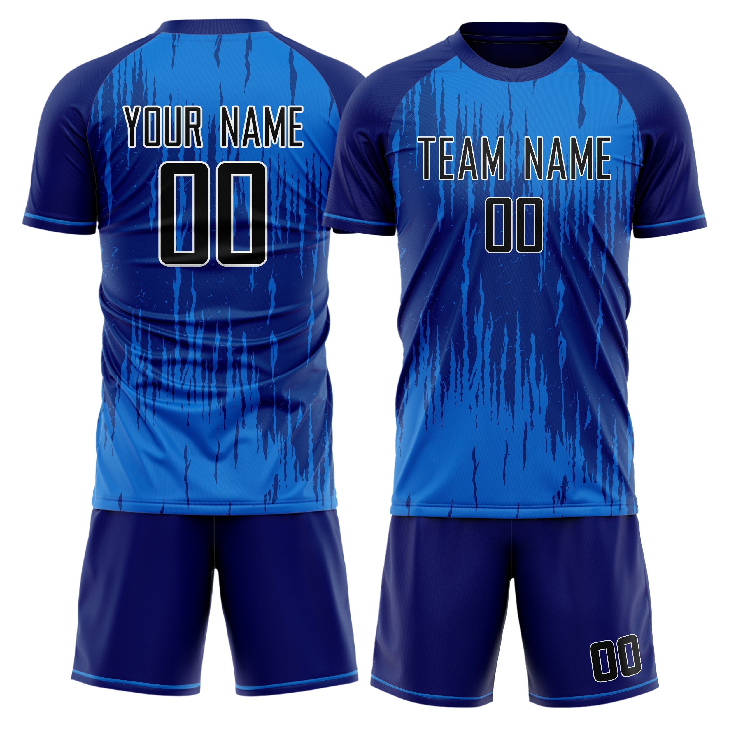 Custom Blue Royal GeometricalPattern Soccer Jersey
