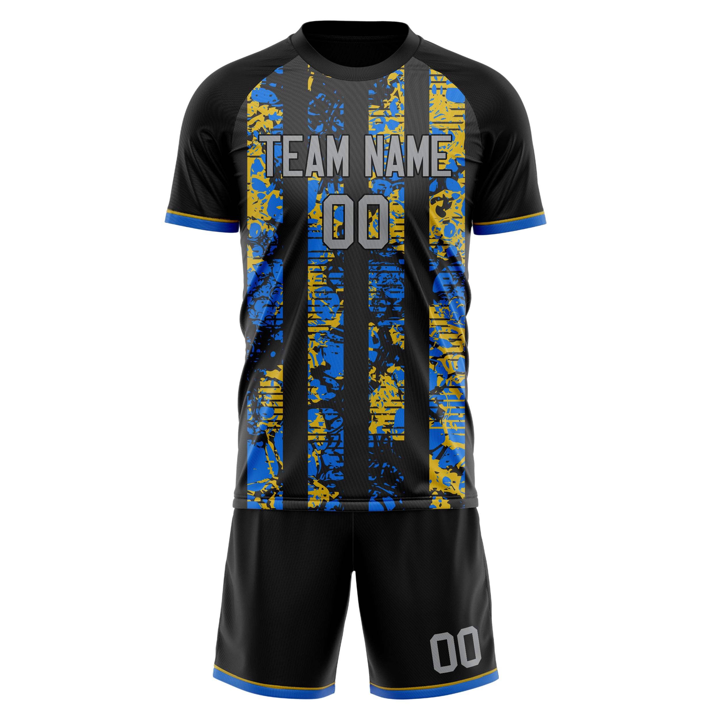 Custom Black Gray GeometricalPattern Soccer Jersey