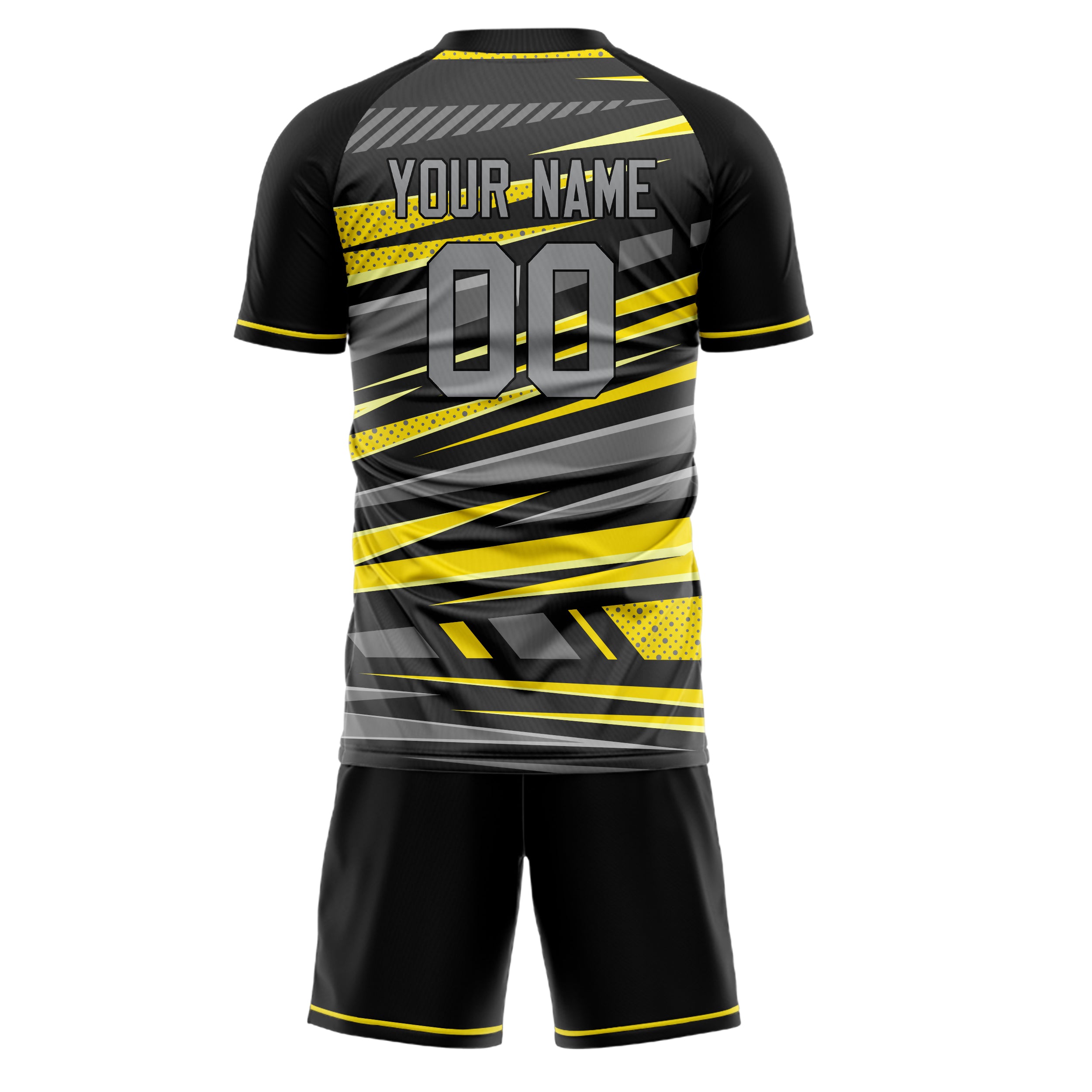 Custom Gray Yellow GeometricalPattern Soccer Jersey