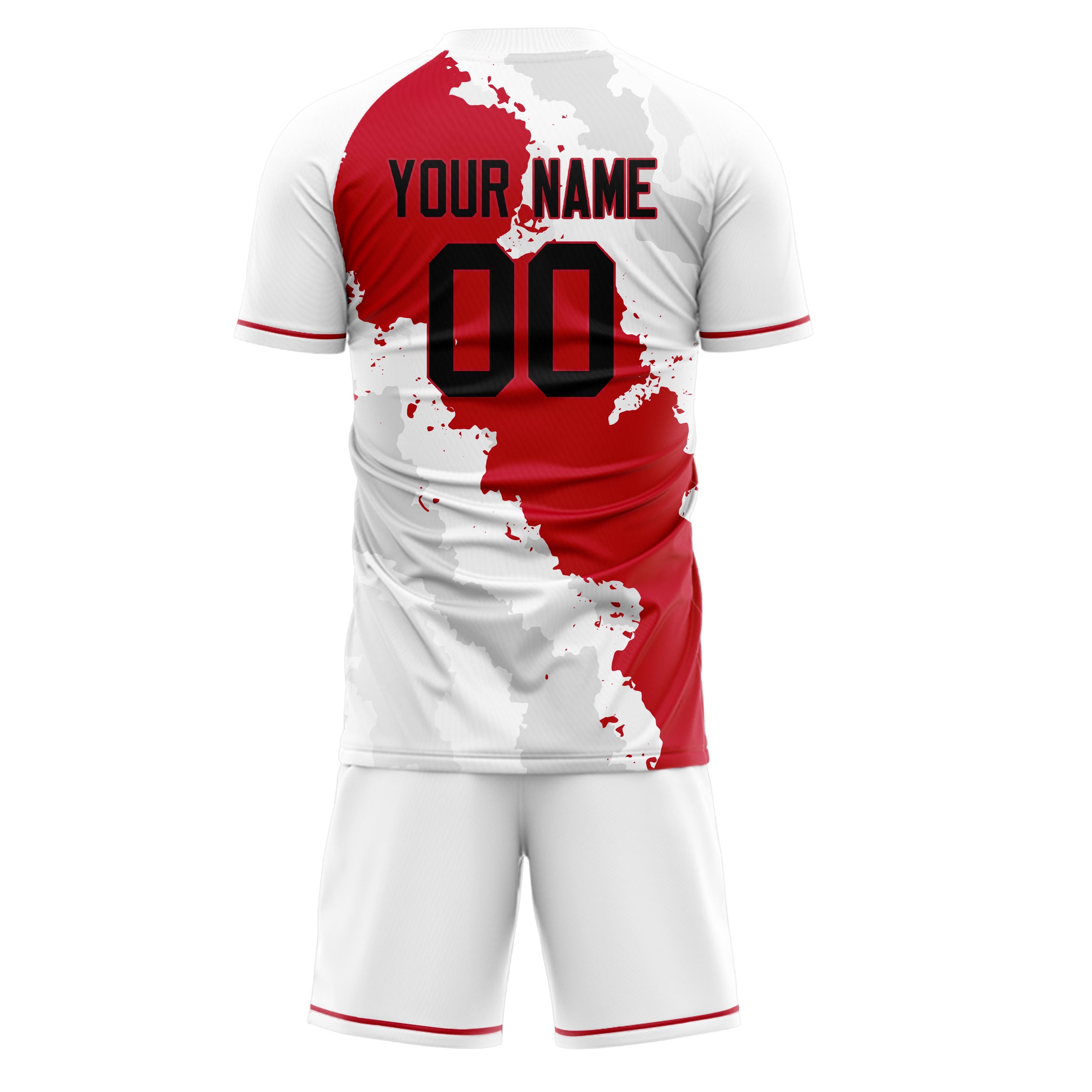 Custom White Red GeometricalPattern Soccer Jersey