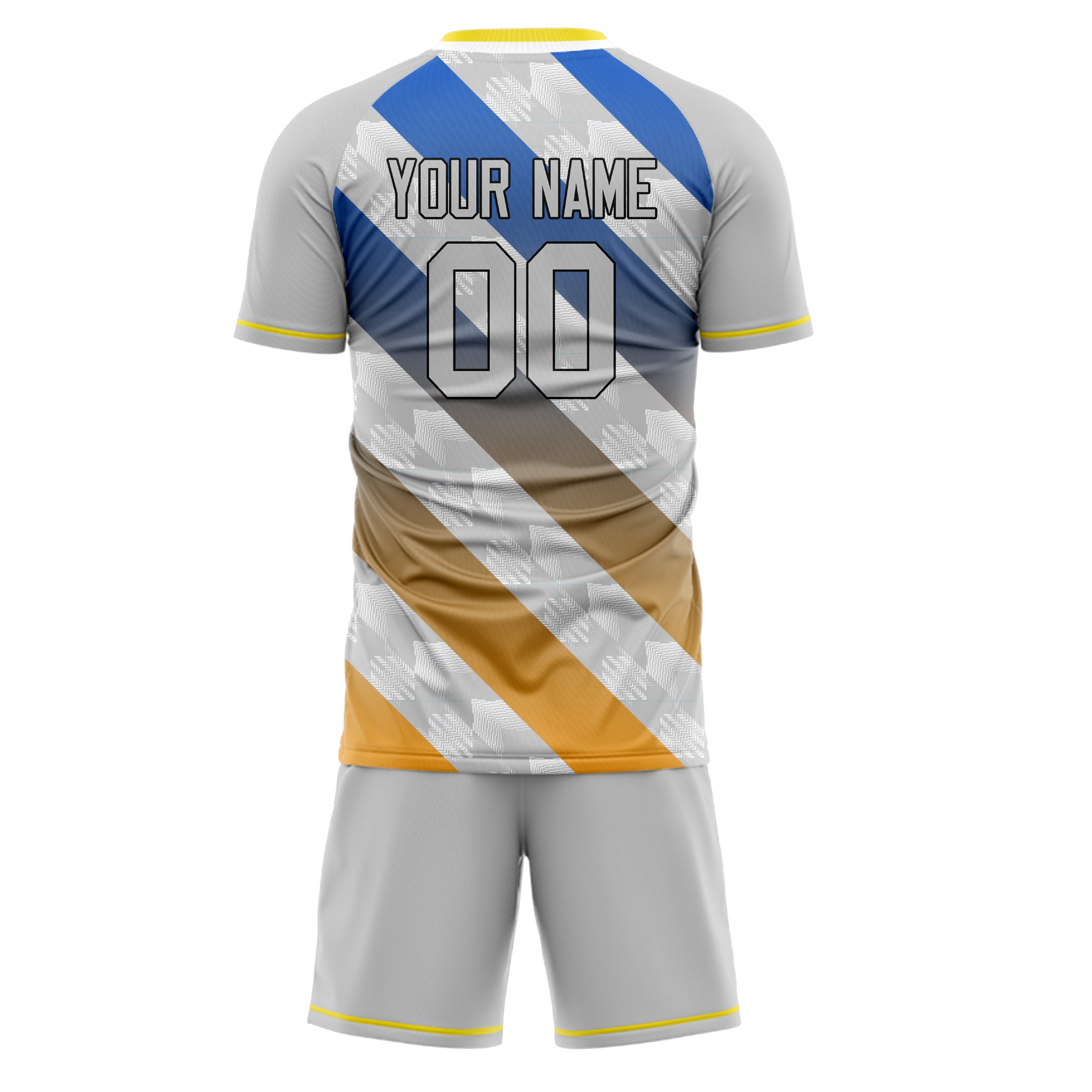 Custom Gray Blue GeometricalPattern Soccer Jersey