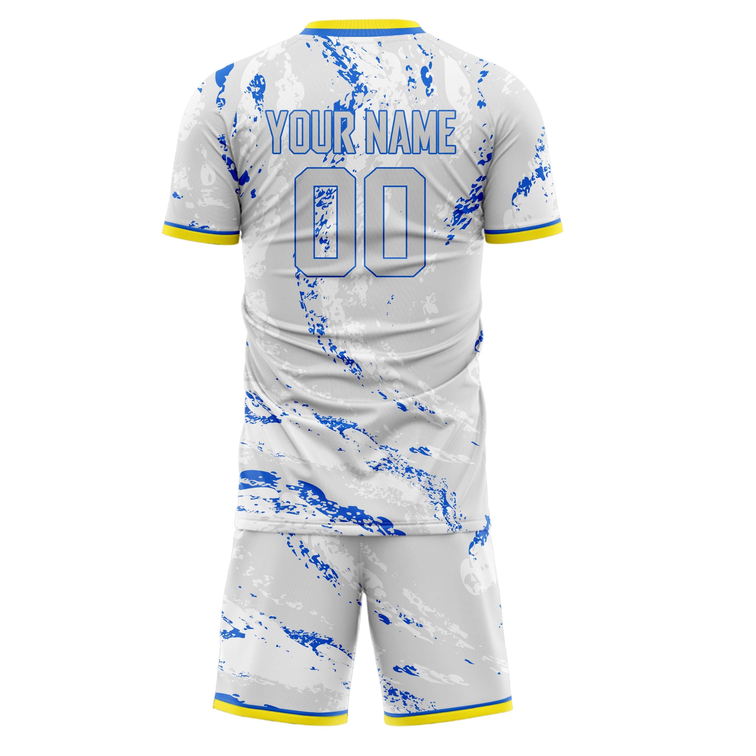 Custom Gray Blue GeometricalPattern Soccer Jersey