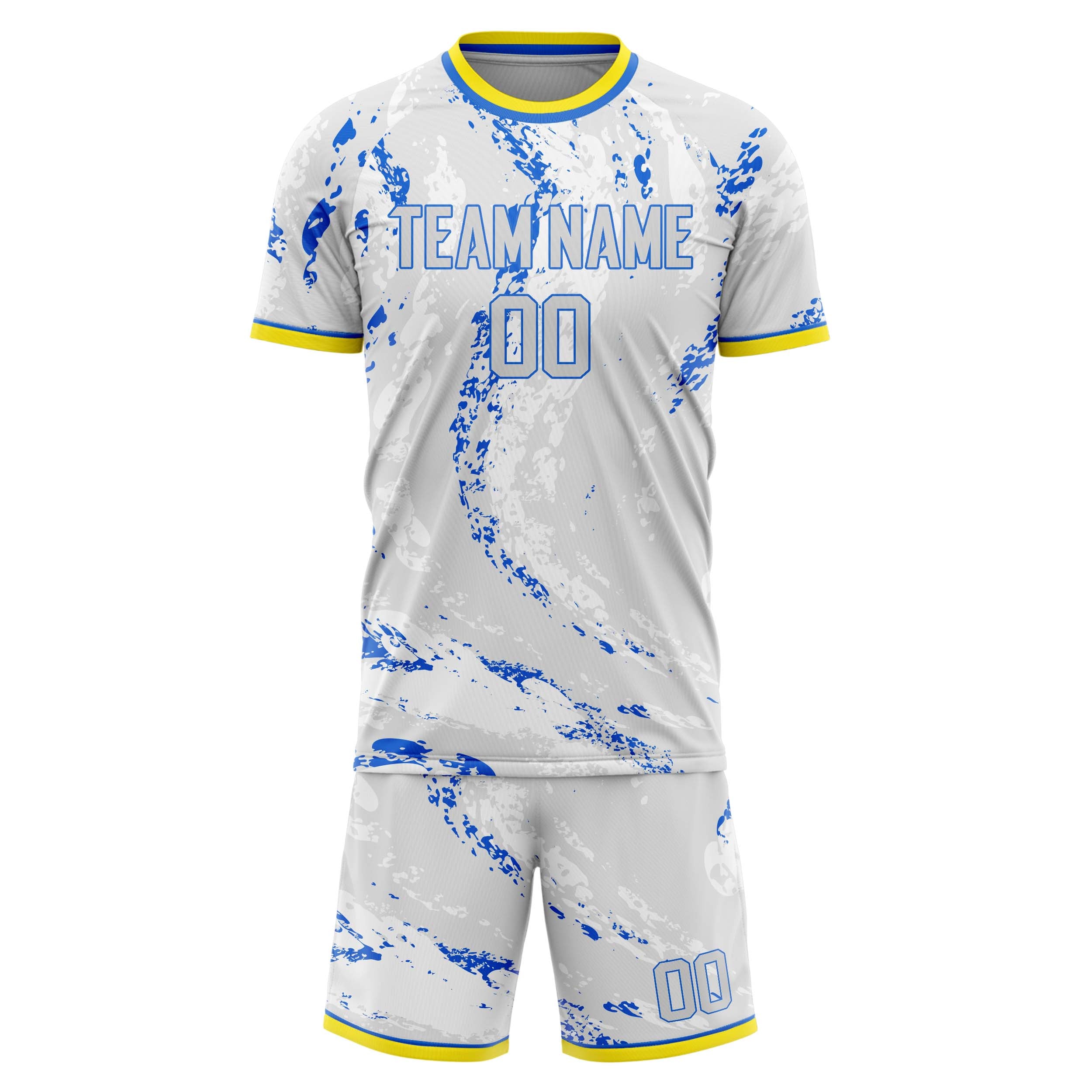 Custom Gray Blue GeometricalPattern Soccer Jersey
