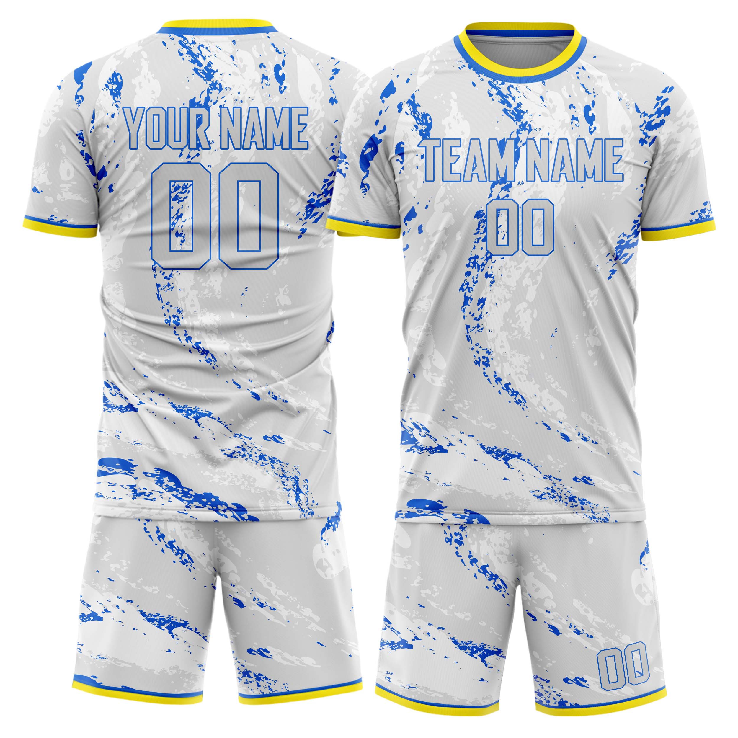 Custom Gray Blue GeometricalPattern Soccer Jersey