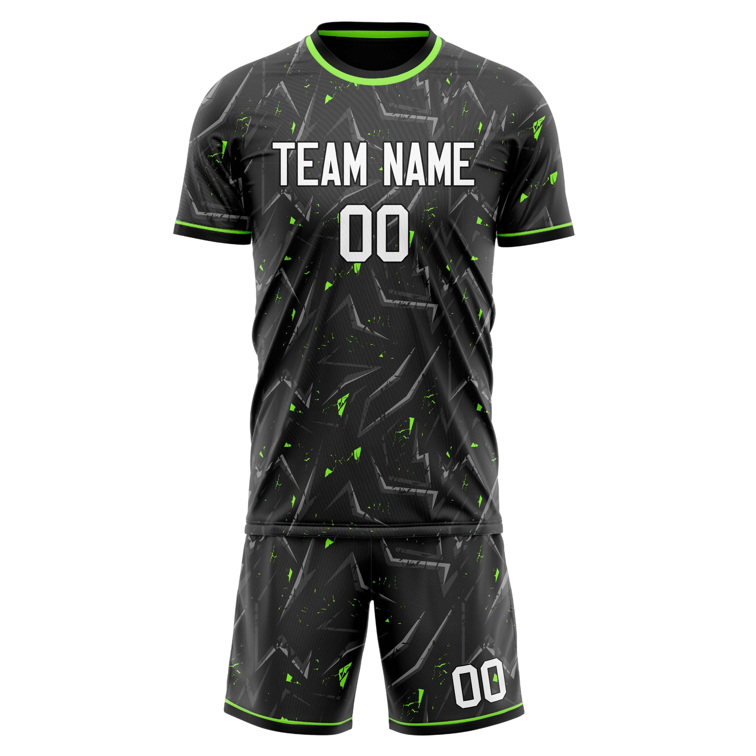 Custom Black White GeometricalPattern Soccer Jersey