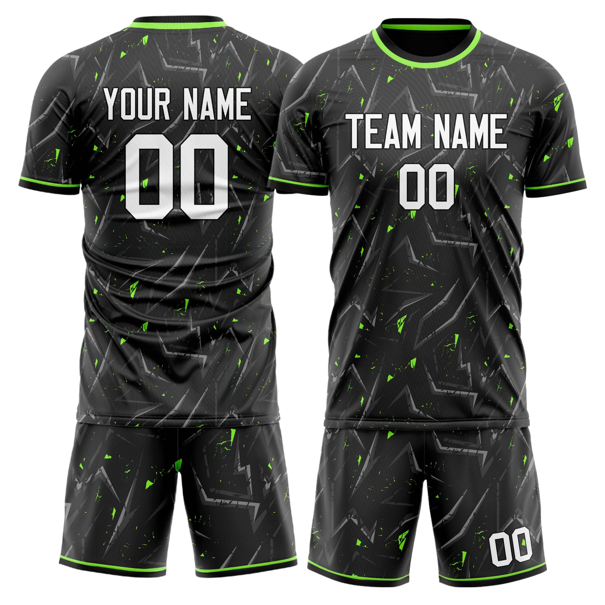 Custom Black White GeometricalPattern Soccer Jersey