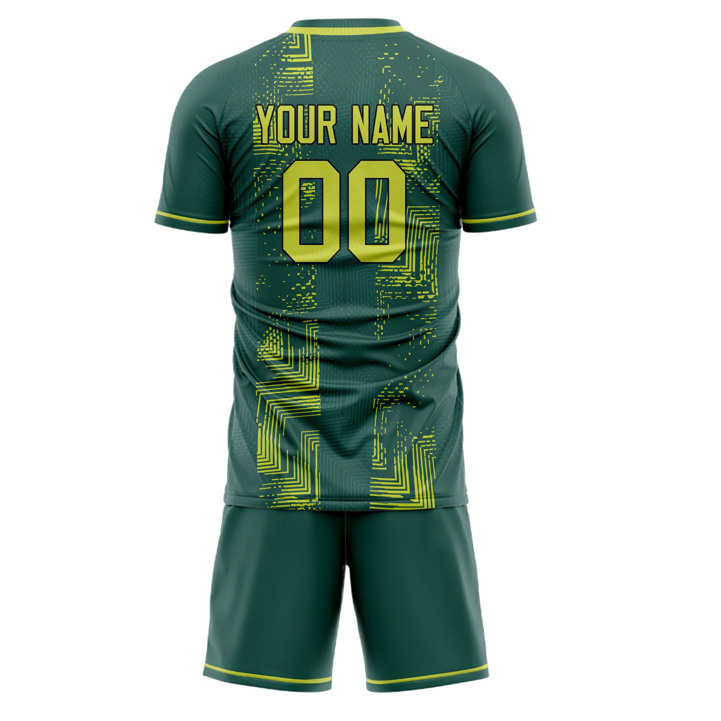 Custom Green Yellow GeometricalPattern Soccer Jersey