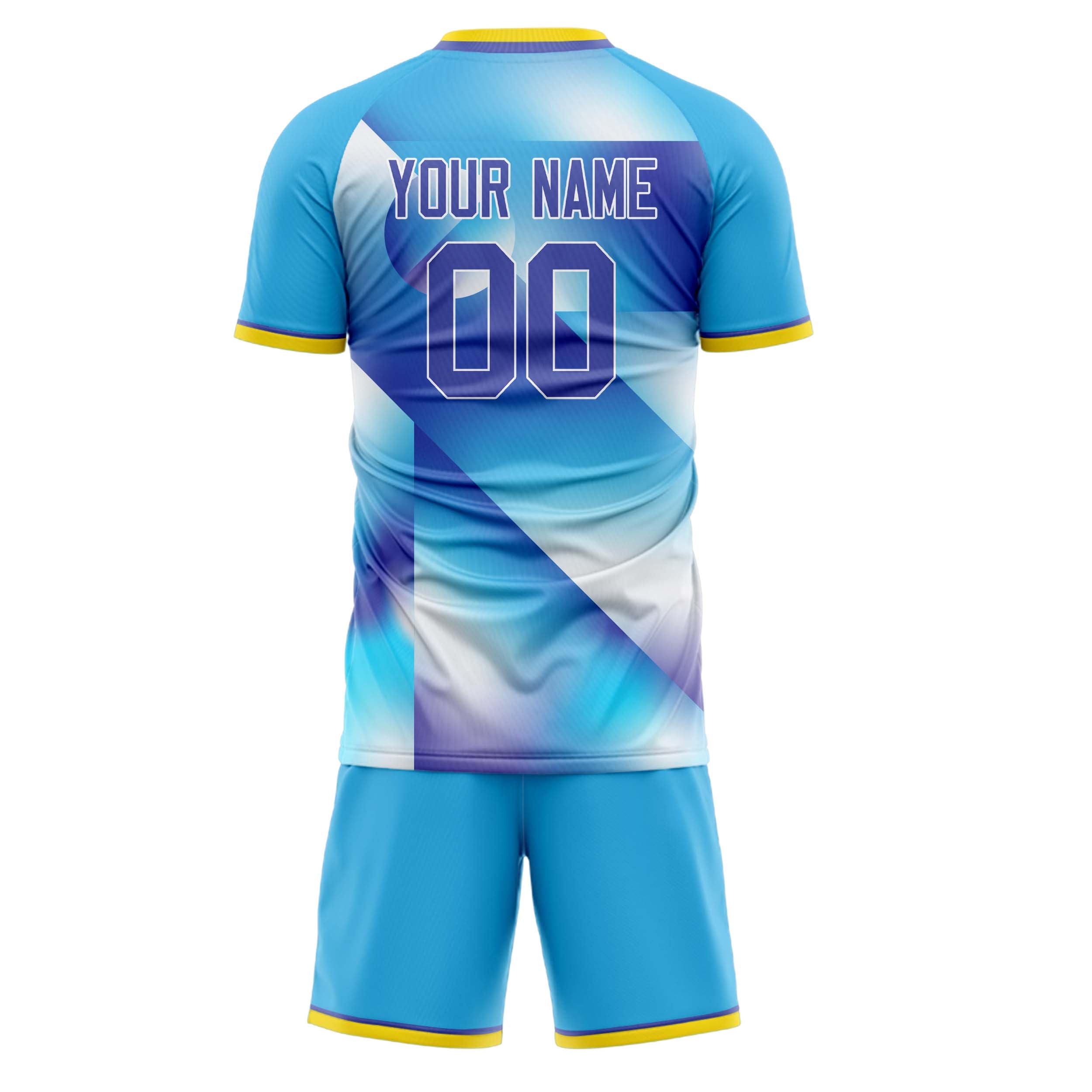Custom Light Blue Purple GeometricalPattern Soccer Jersey