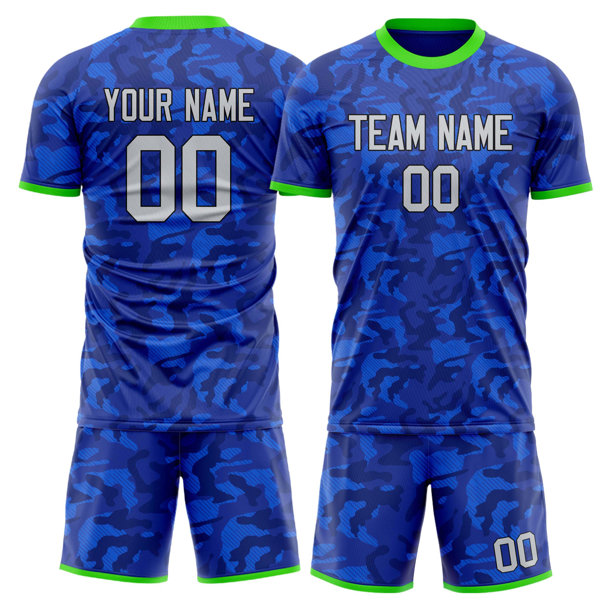 Custom Blue Gray GeometricalPattern Soccer Jersey