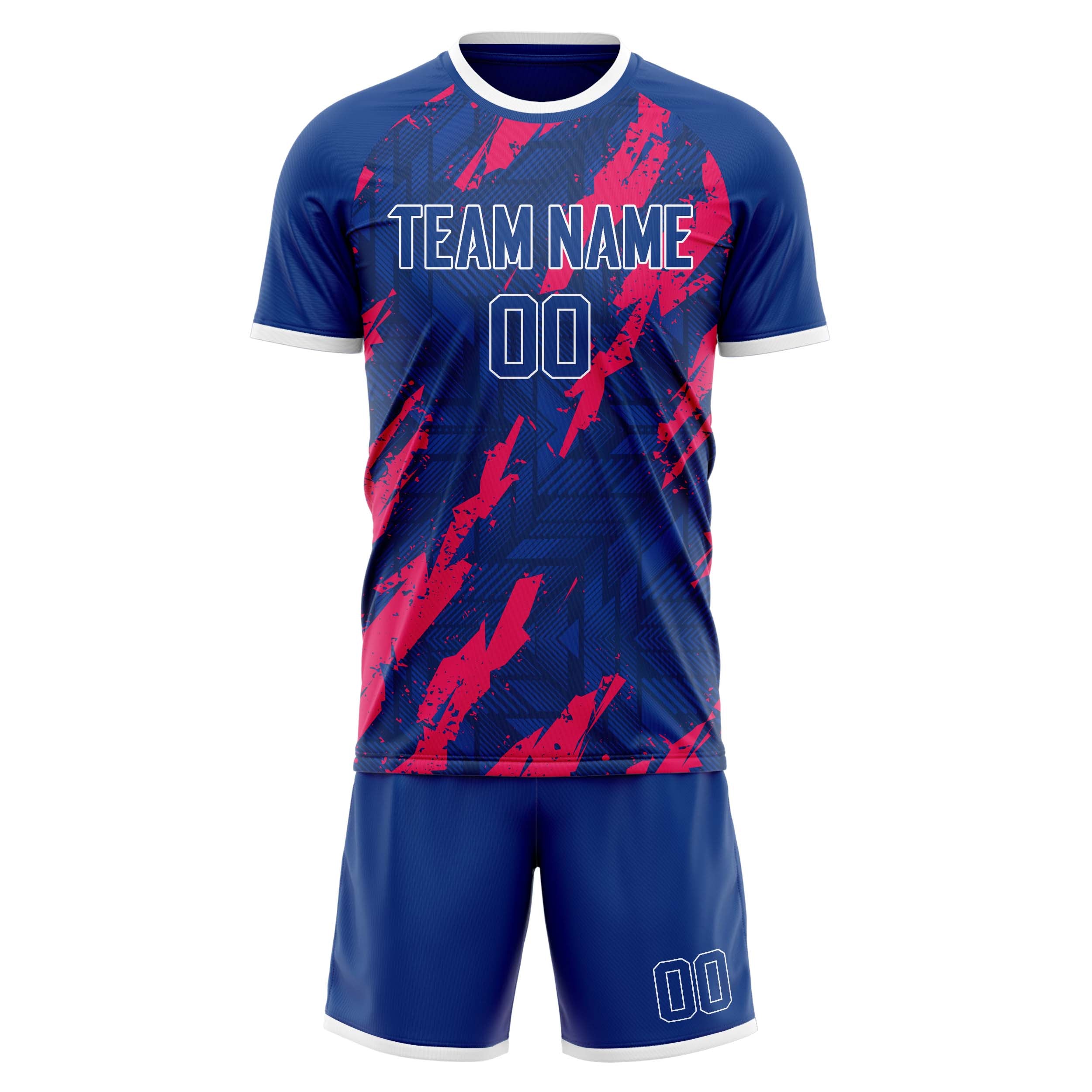 Custom Royal Red GeometricalPattern Soccer Jersey