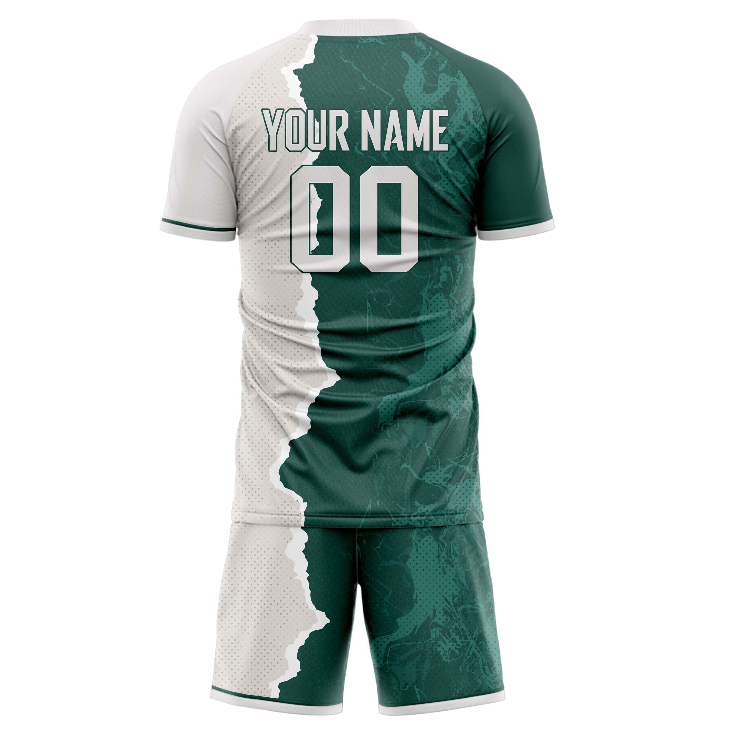 Custom Green Gray GeometricalPattern Soccer Jersey