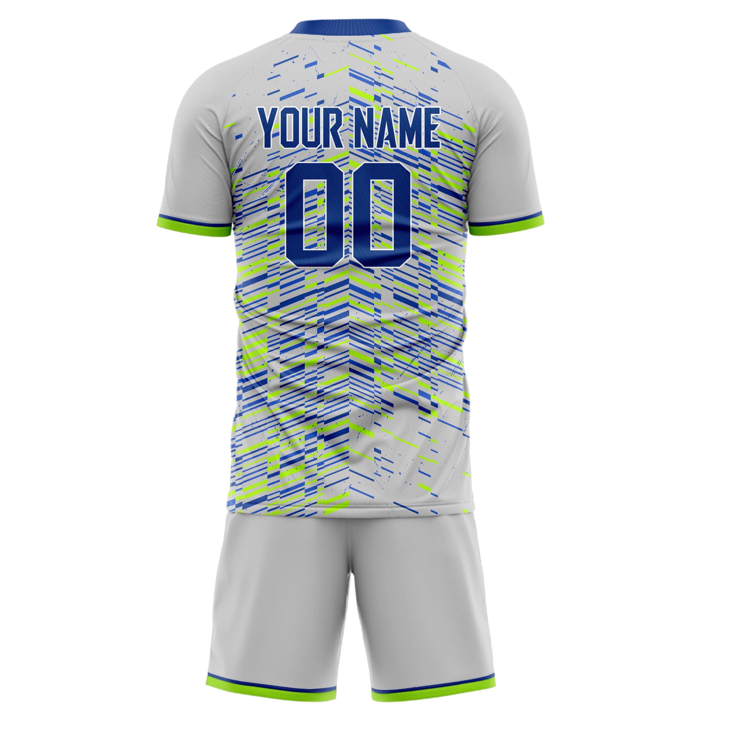Custom Gray Royal GeometricalPattern Soccer Jersey