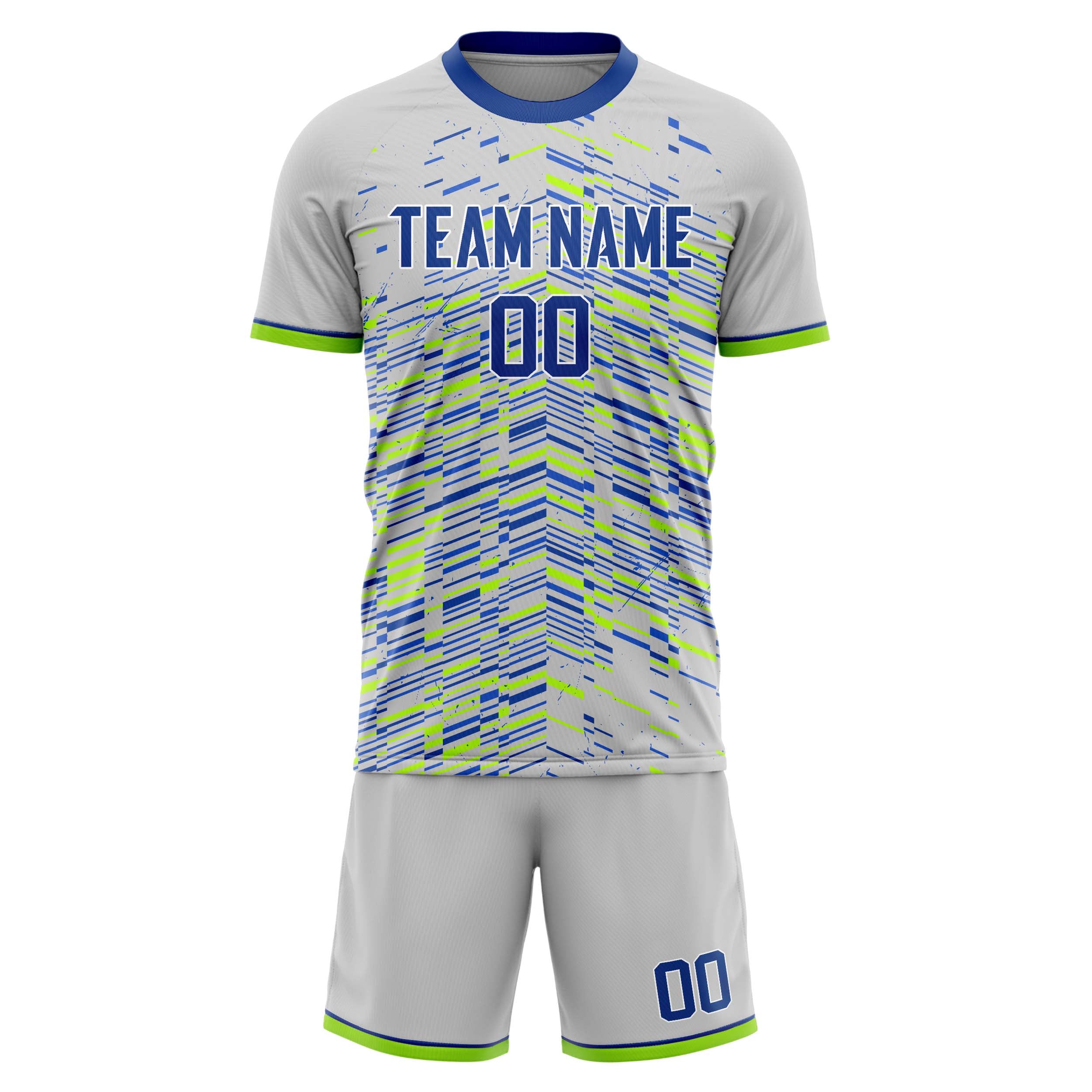Custom Gray Royal GeometricalPattern Soccer Jersey