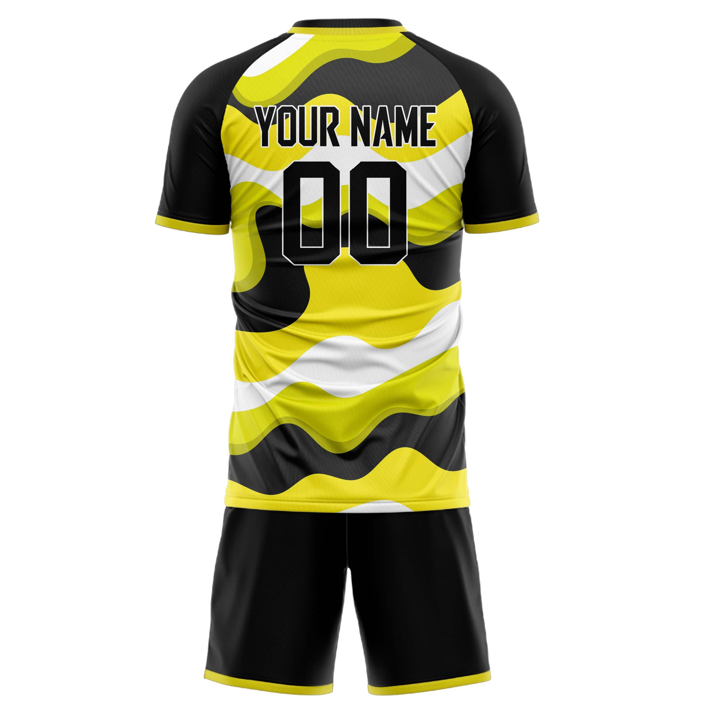 Custom Yellow Black GeometricalPattern Soccer Jersey