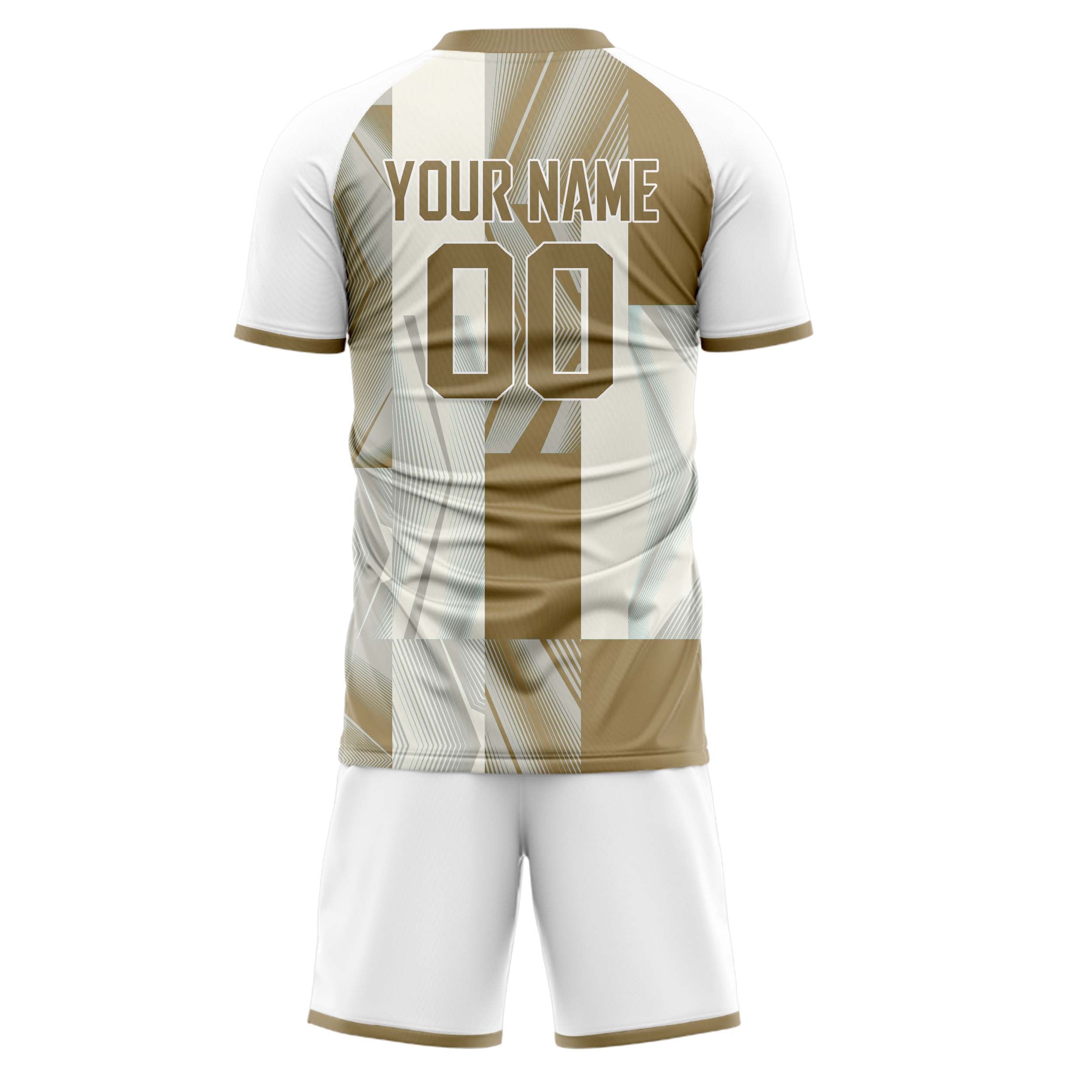 Custom White Brown GeometricalPattern Soccer Jersey