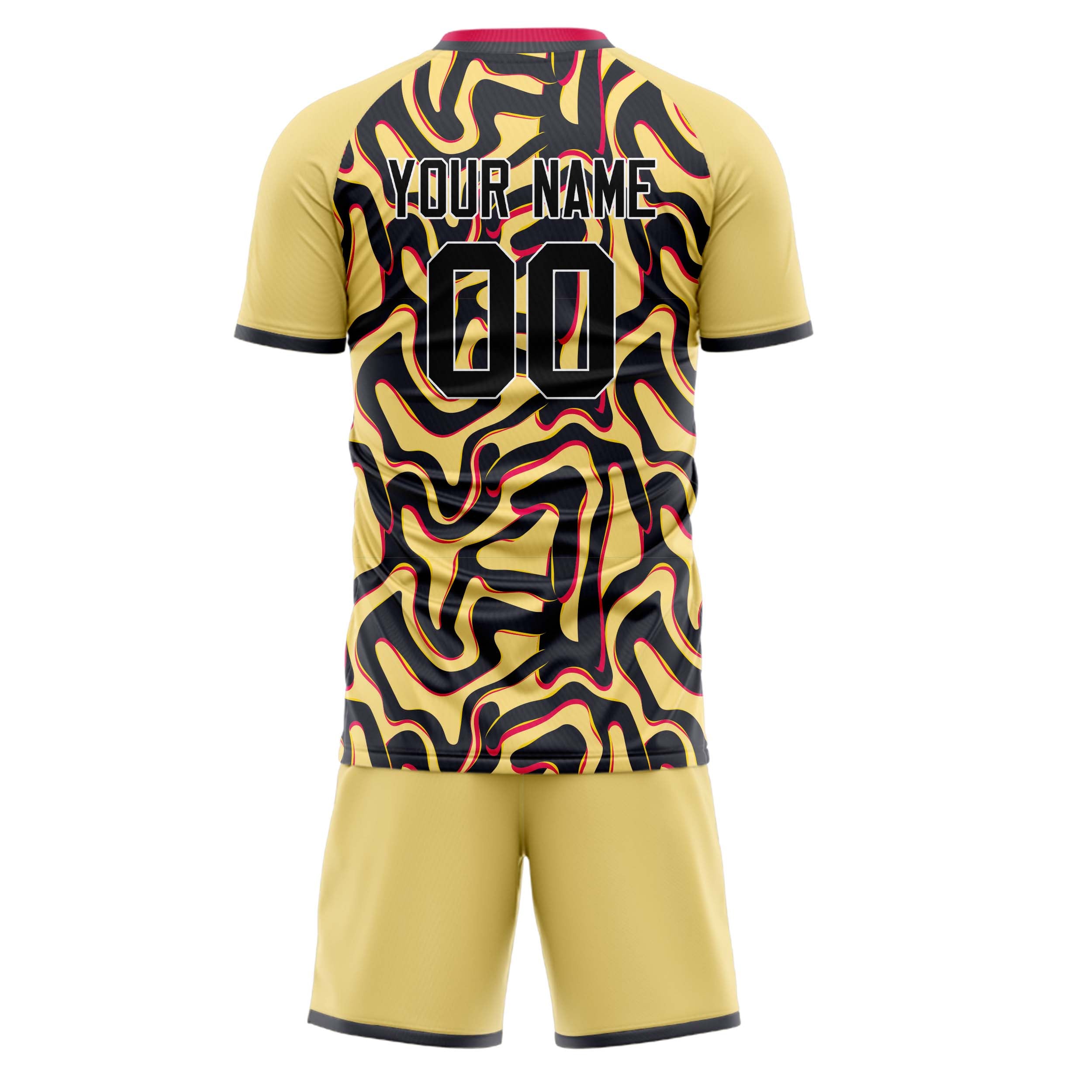 Custom Cream Black GeometricalPattern Soccer Jersey