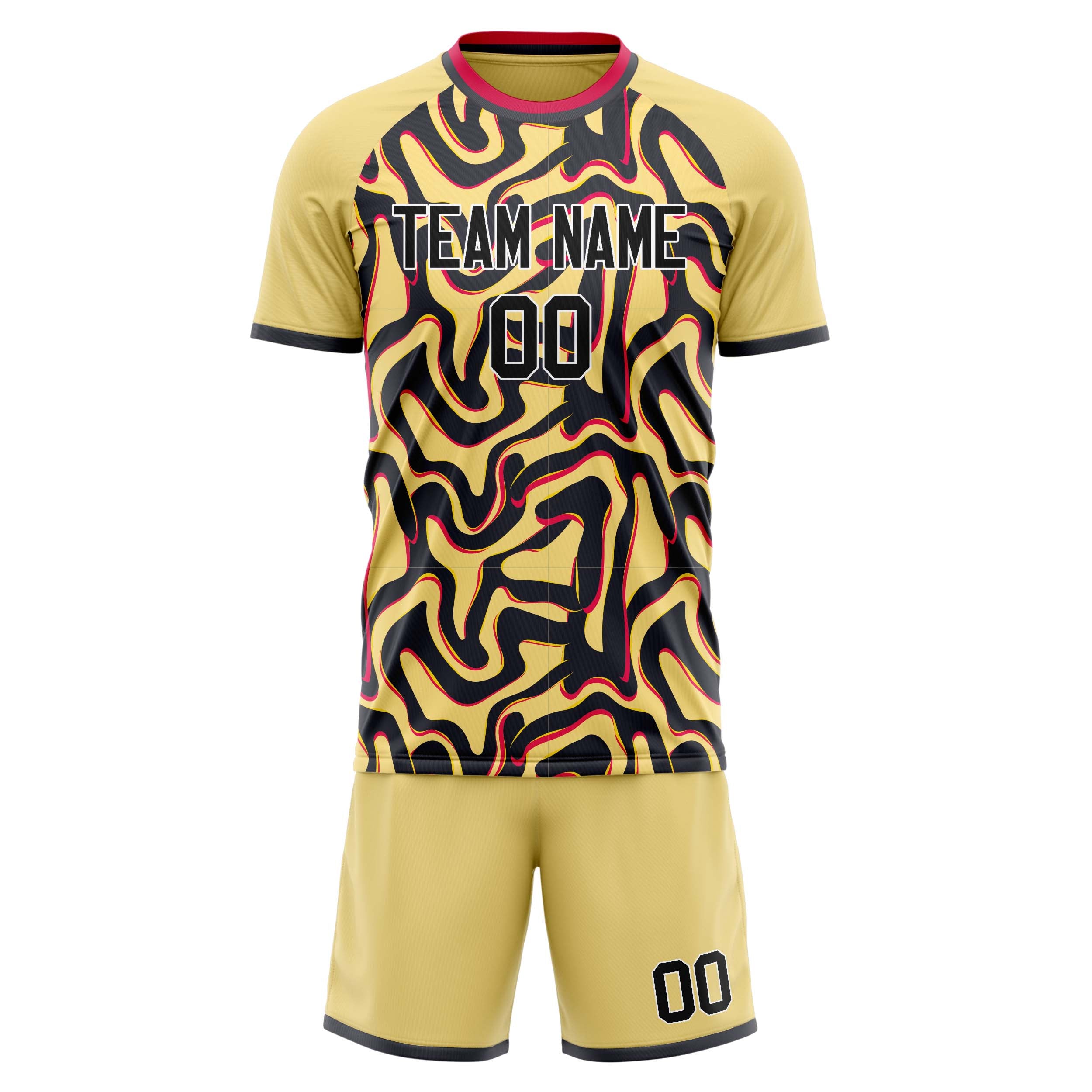 Custom Cream Black GeometricalPattern Soccer Jersey