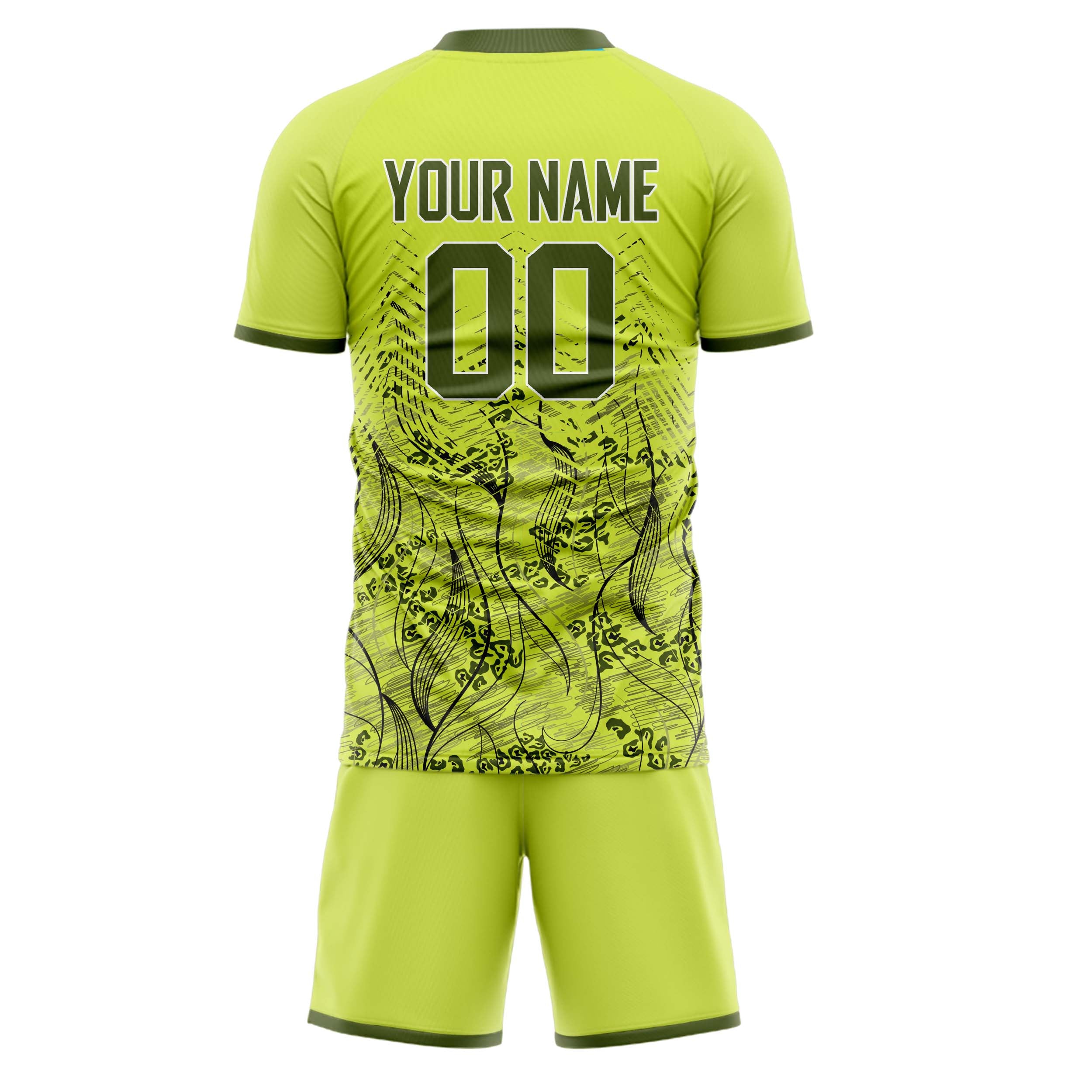 Custom Green Gray GeometricalPattern Soccer Jersey
