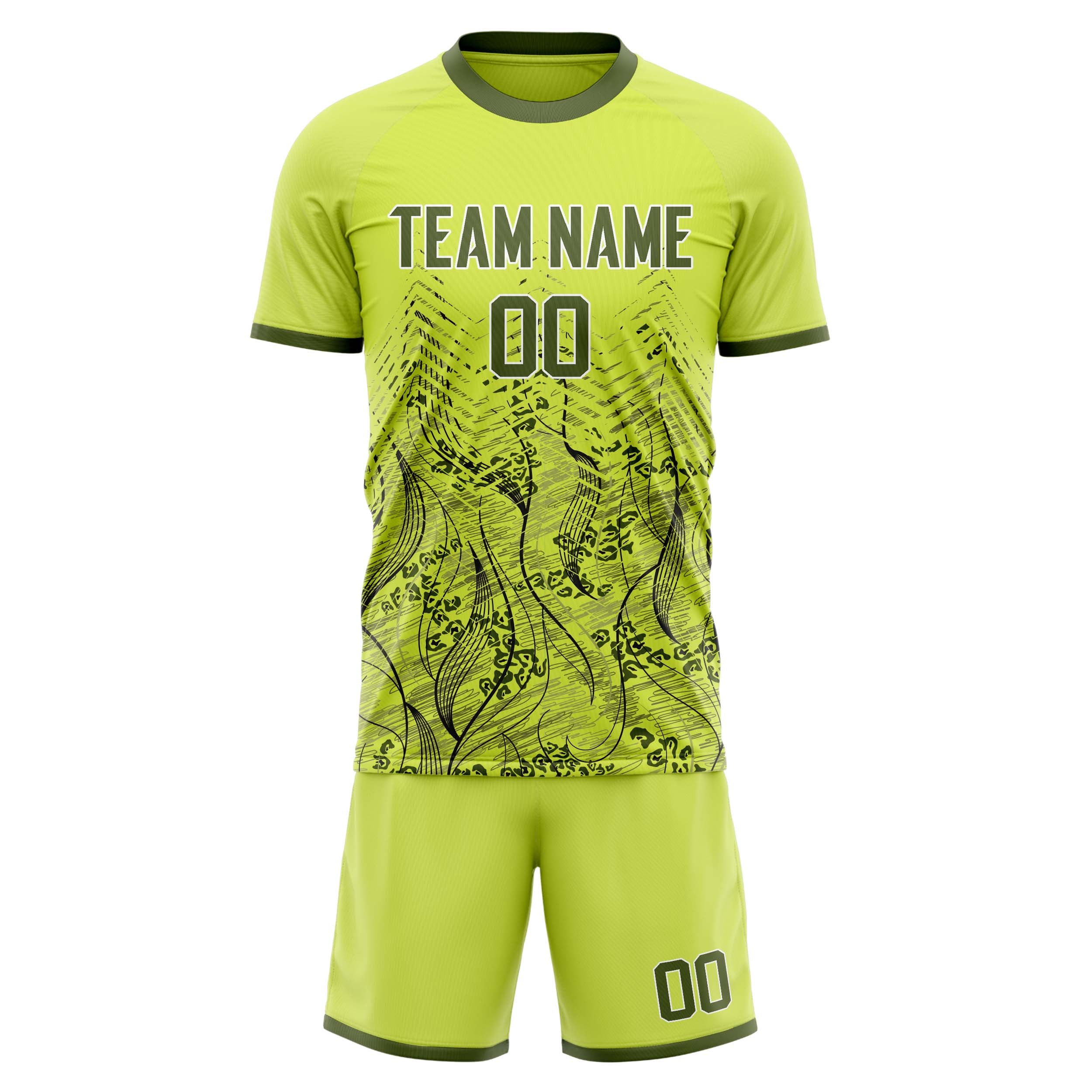 Custom Green Gray GeometricalPattern Soccer Jersey