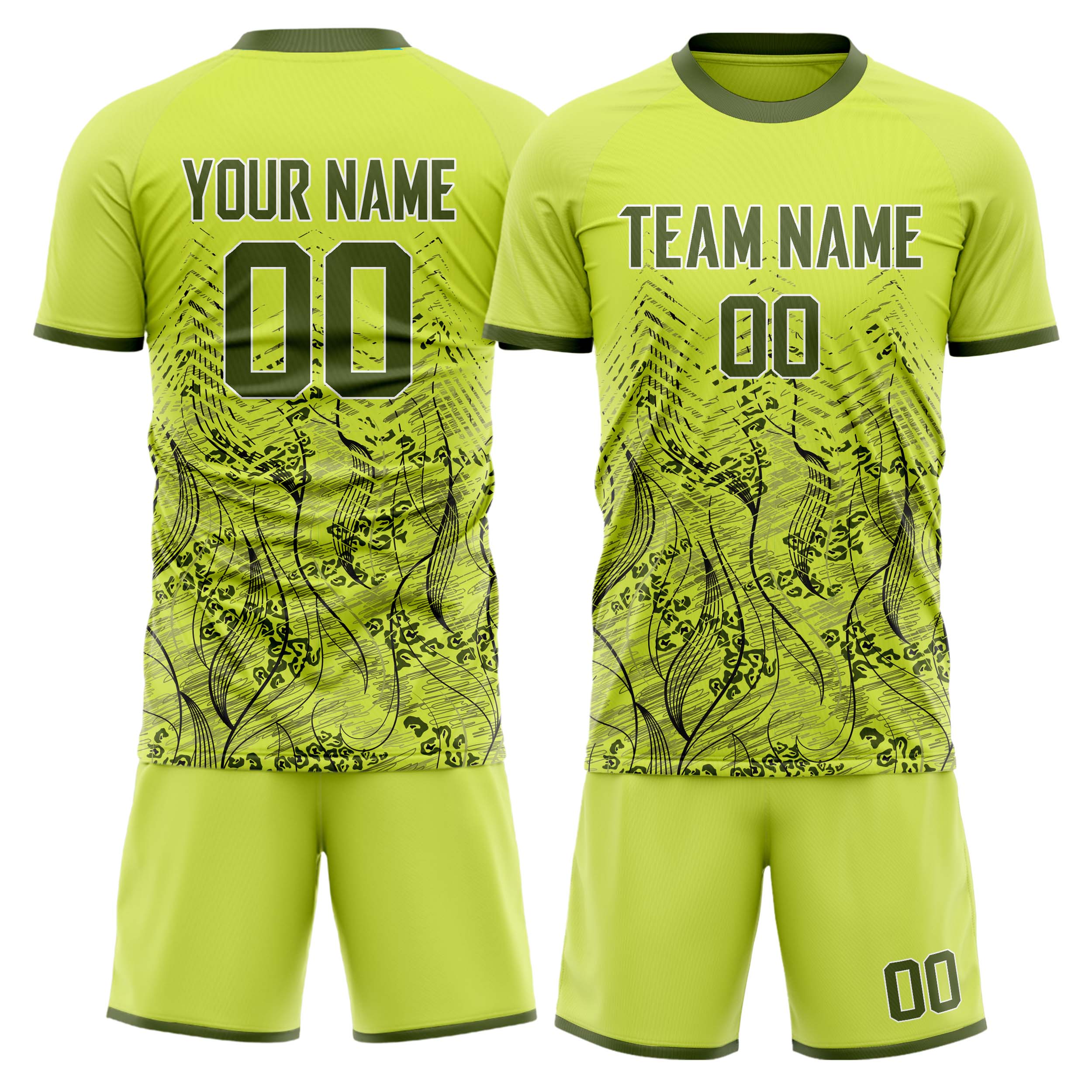 Custom Green Gray GeometricalPattern Soccer Jersey