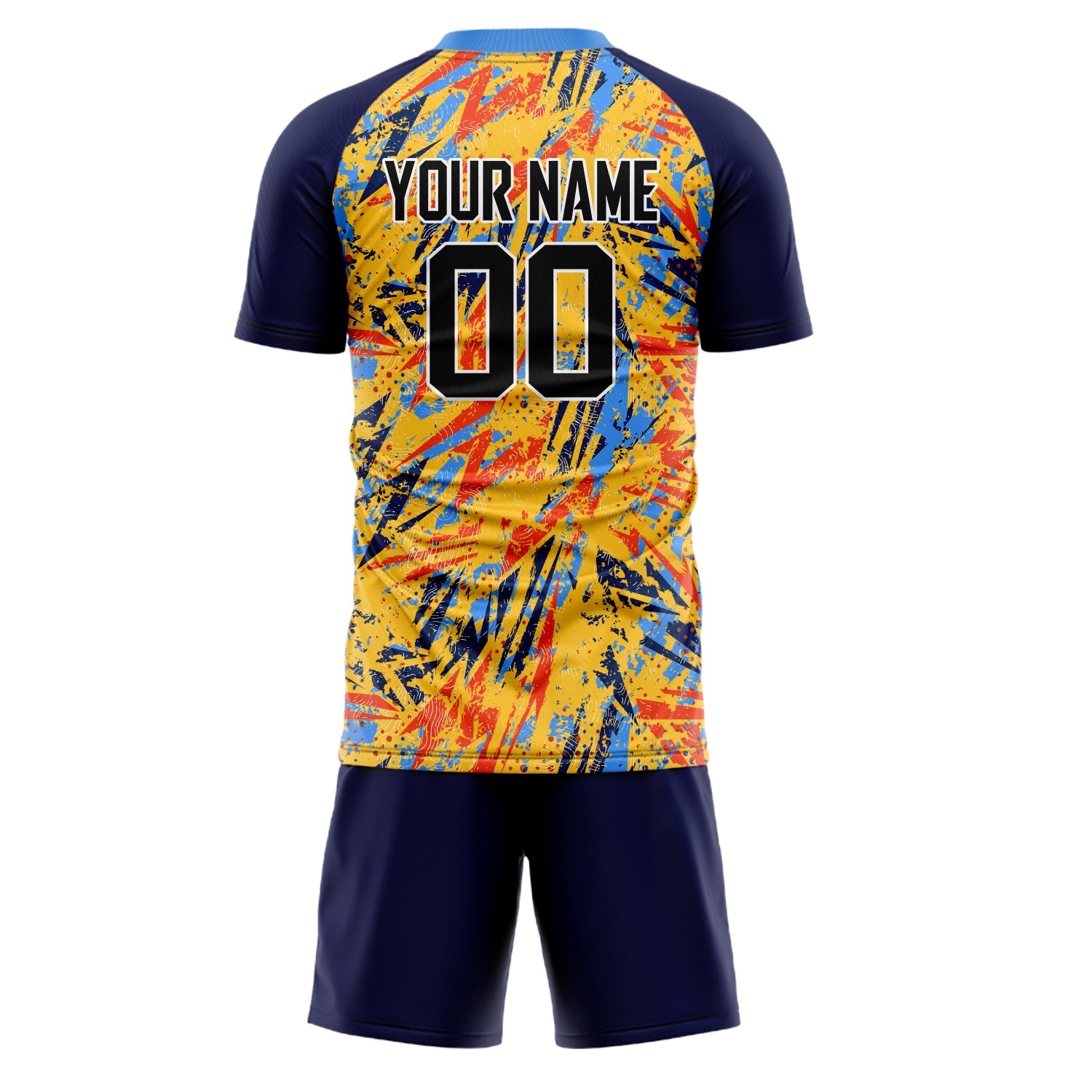 Custom Gold Navy GeometricalPattern Soccer Jersey
