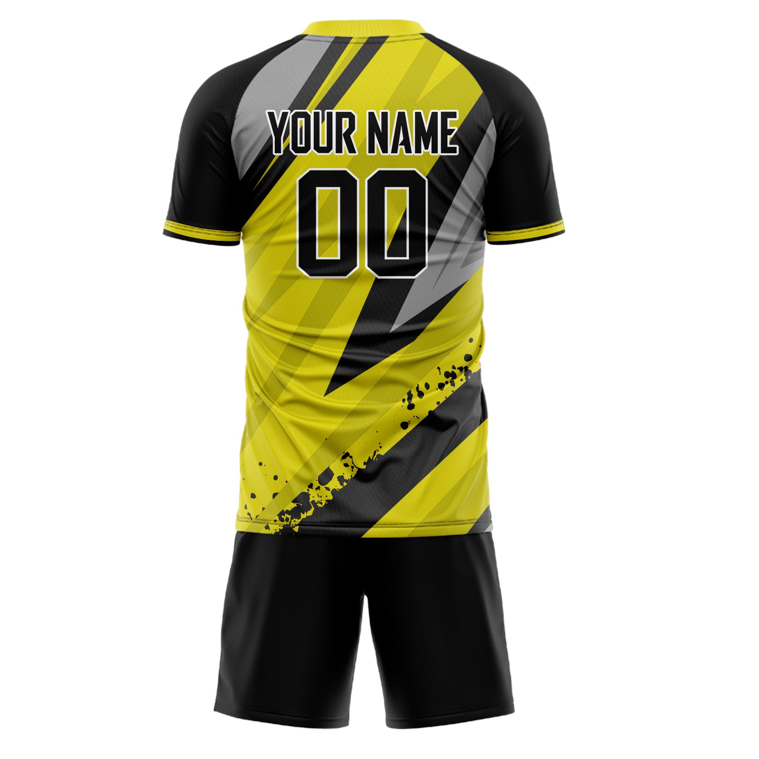 Custom Yellow Black GeometricalPattern Soccer Jersey