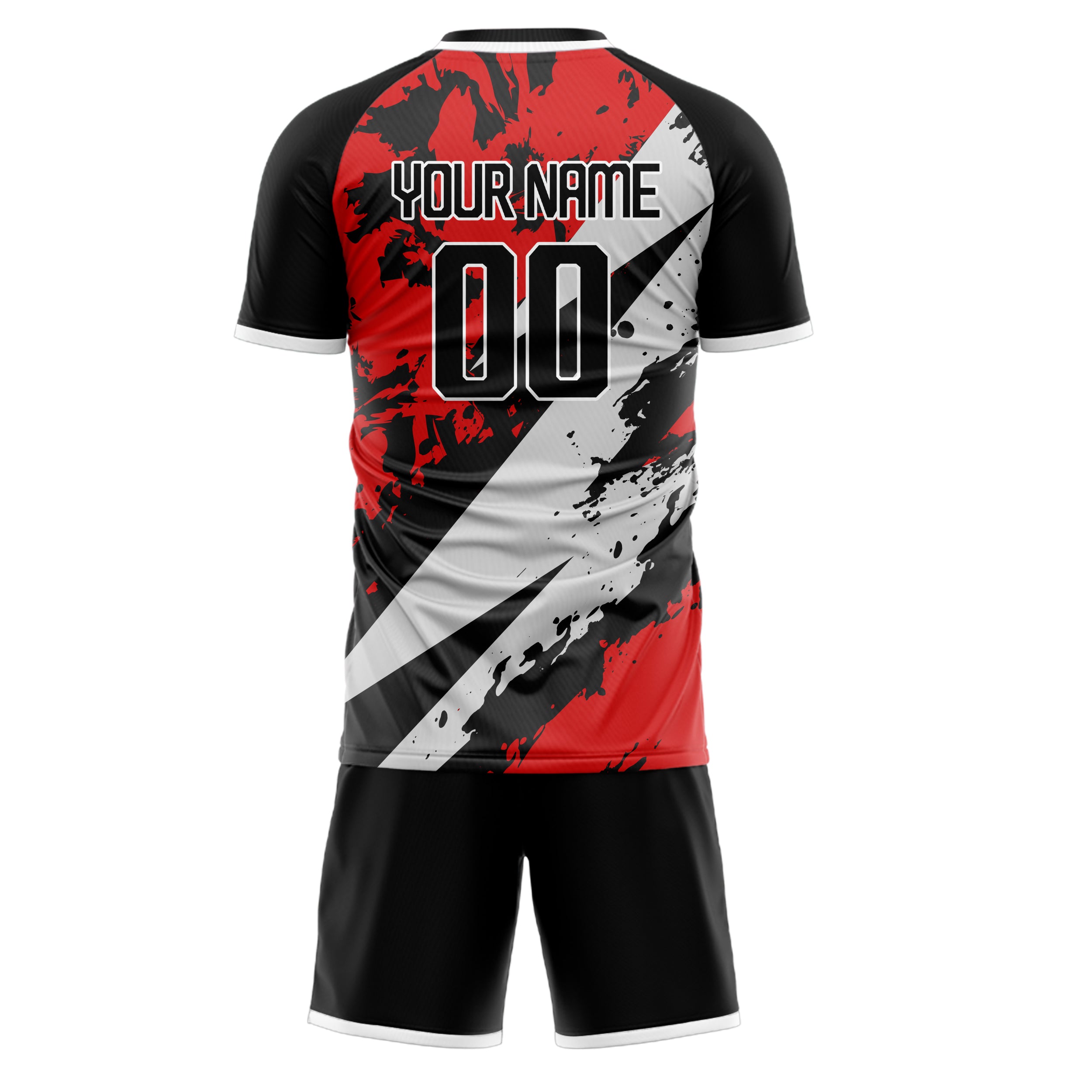 Custom Red Black GeometricalPattern Soccer Jersey