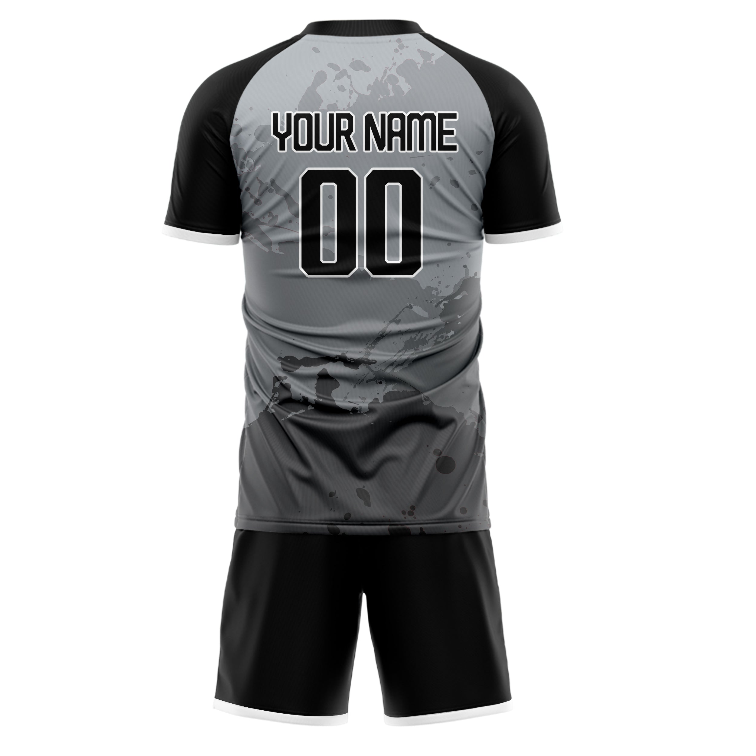 Custom Black Gray GeometricalPattern Soccer Jersey