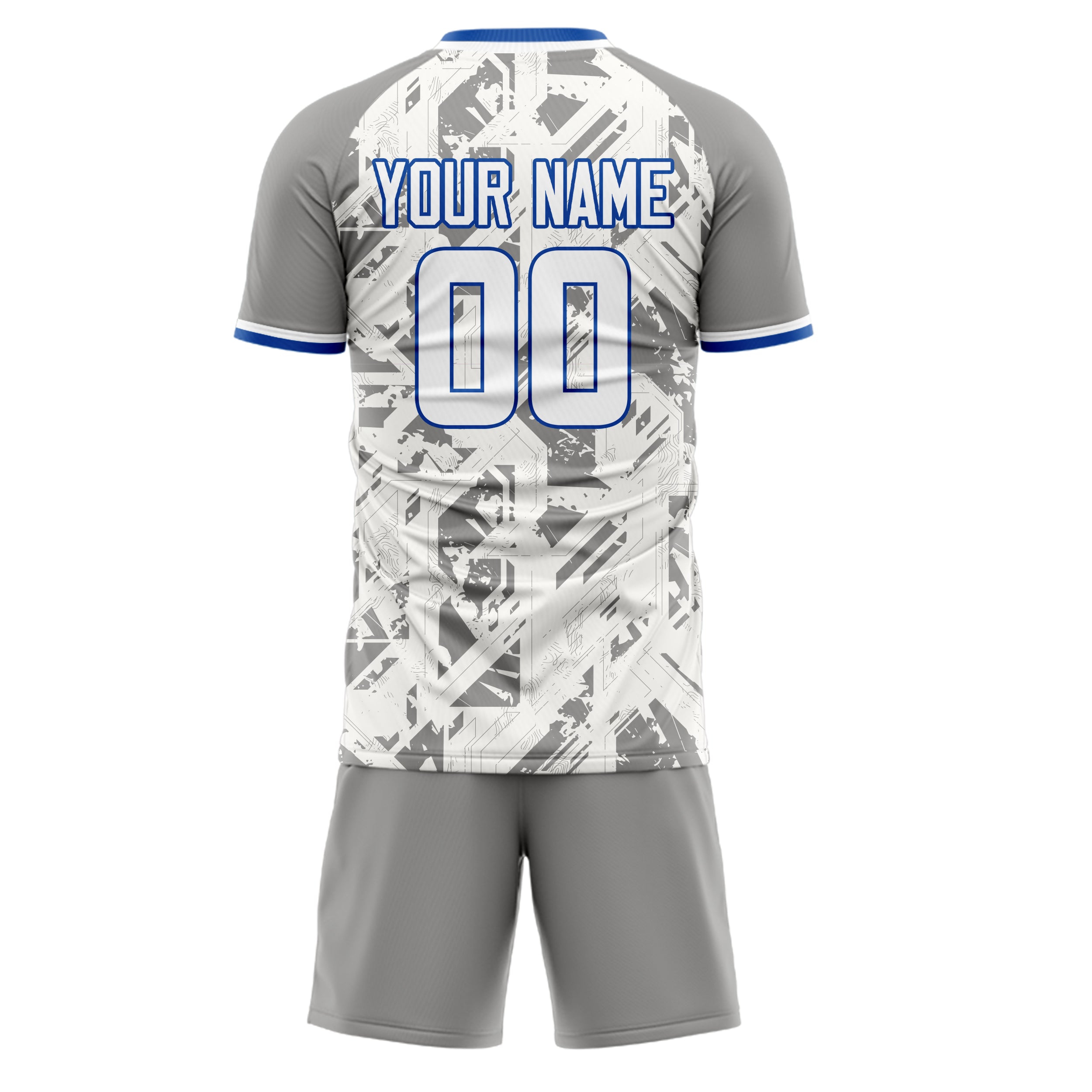 Custom White Gray GeometricalPattern Soccer Jersey