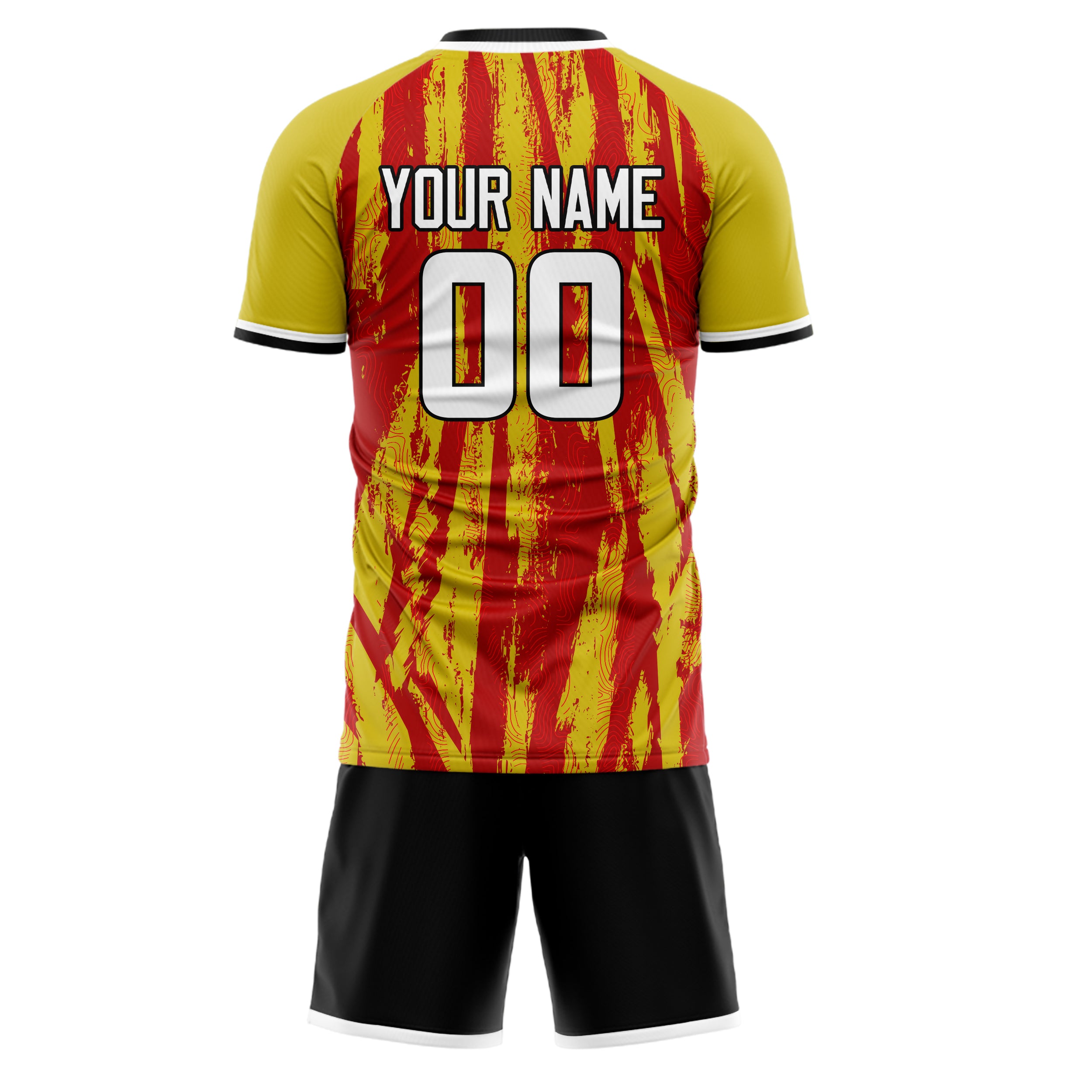 Custom Gold Red GeometricalPattern Soccer Jersey