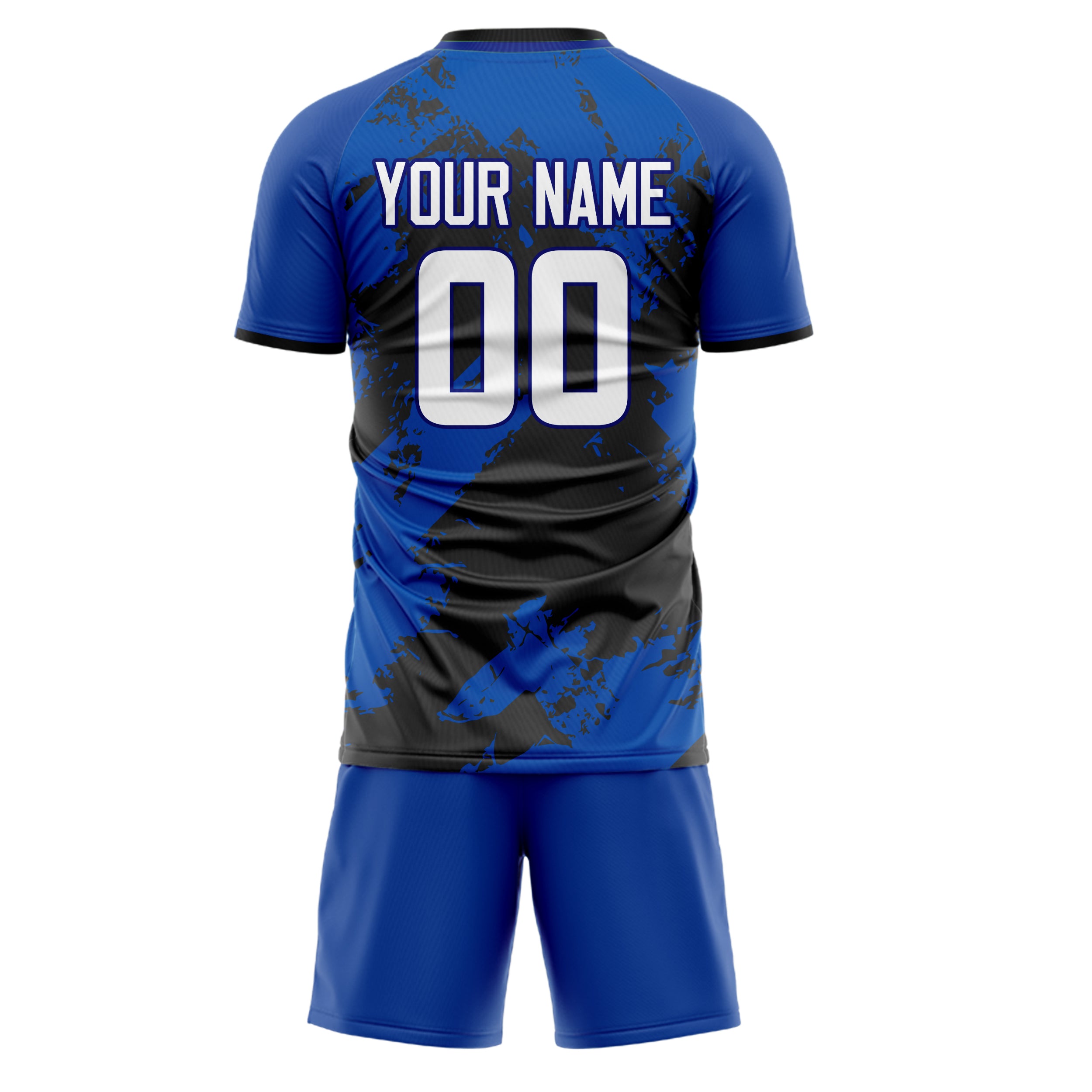 Custom Royal Black GeometricalPattern Soccer Jersey