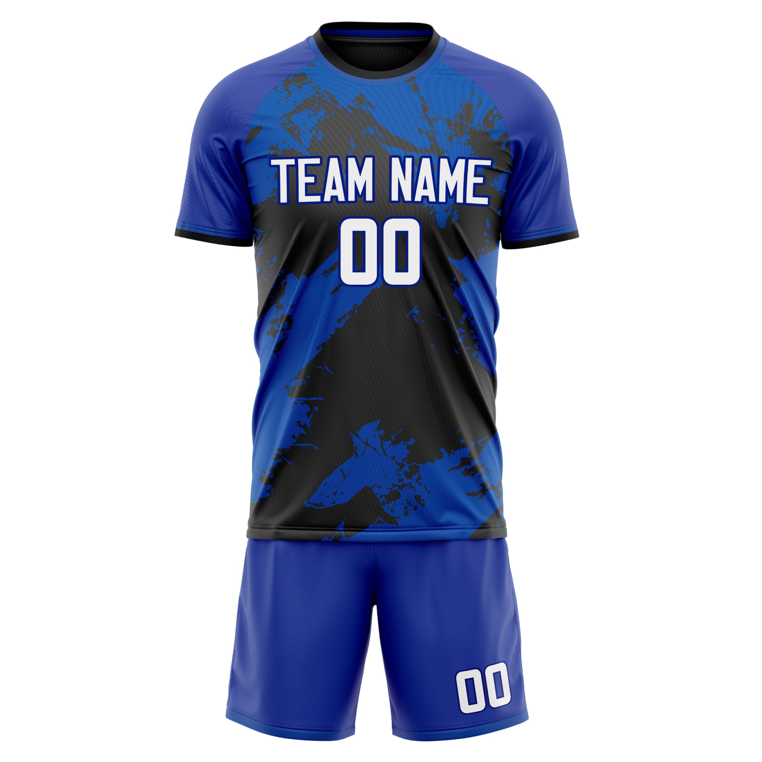 Custom Royal Black GeometricalPattern Soccer Jersey