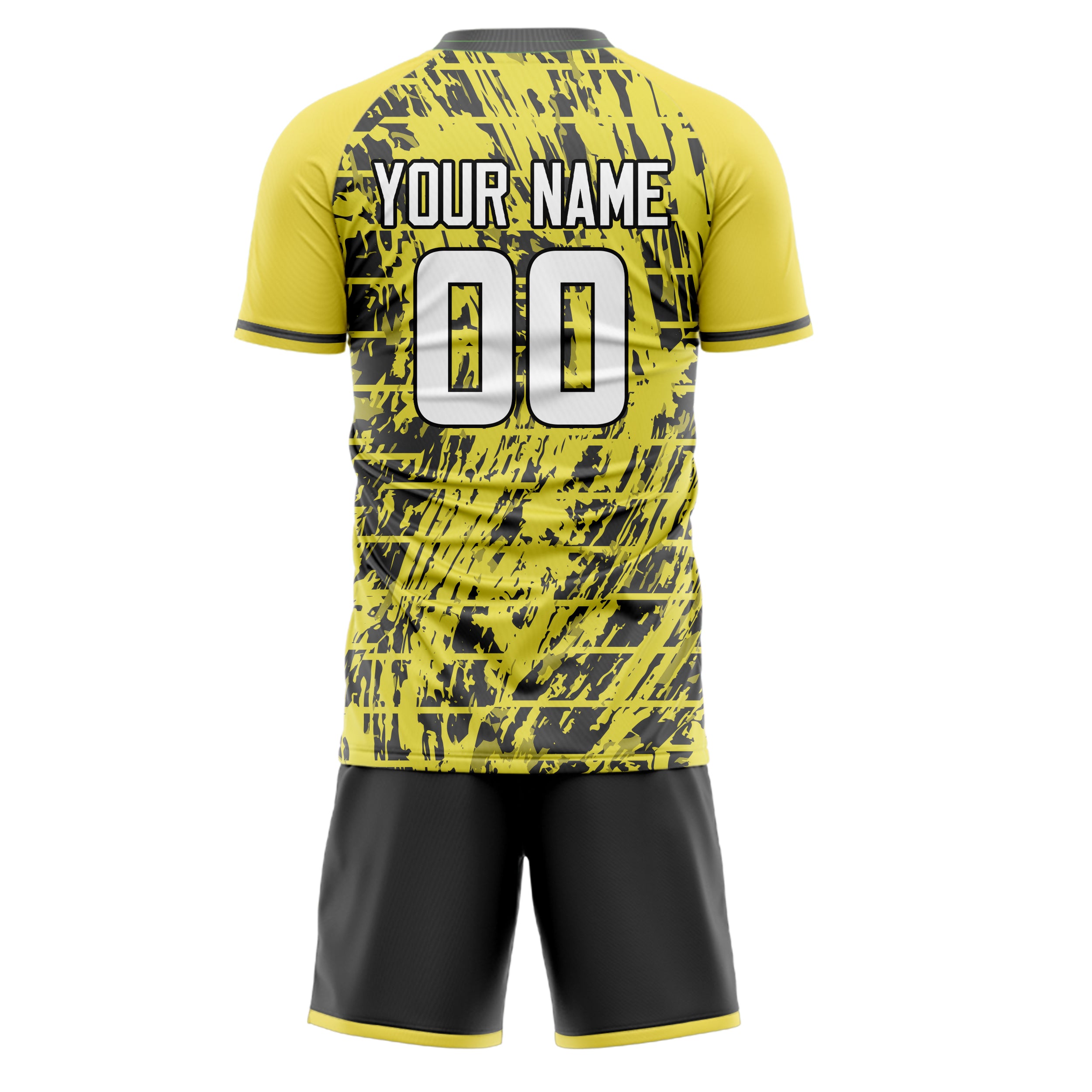 Custom Yellow Gray GeometricalPattern Soccer Jersey