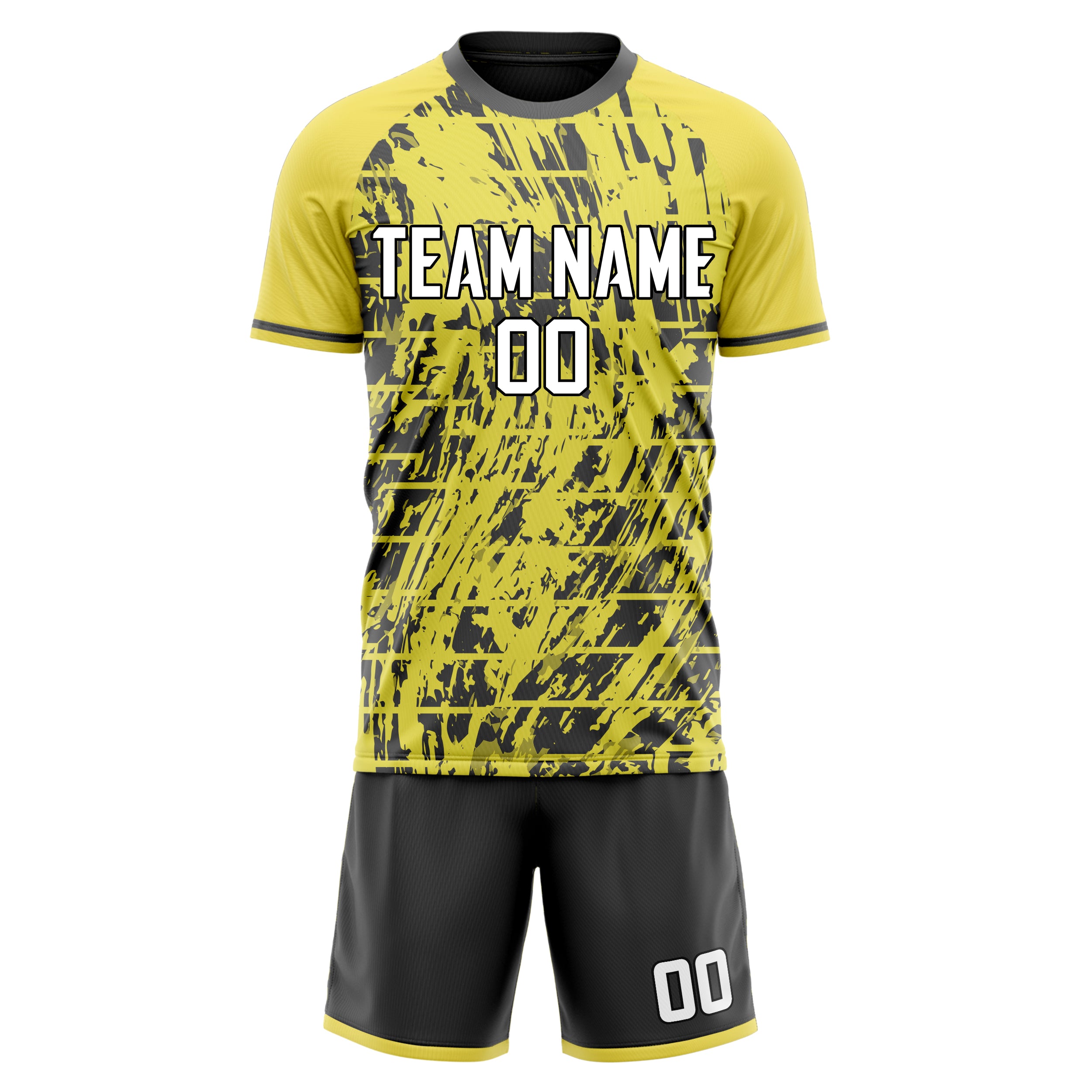 Custom Yellow Gray GeometricalPattern Soccer Jersey