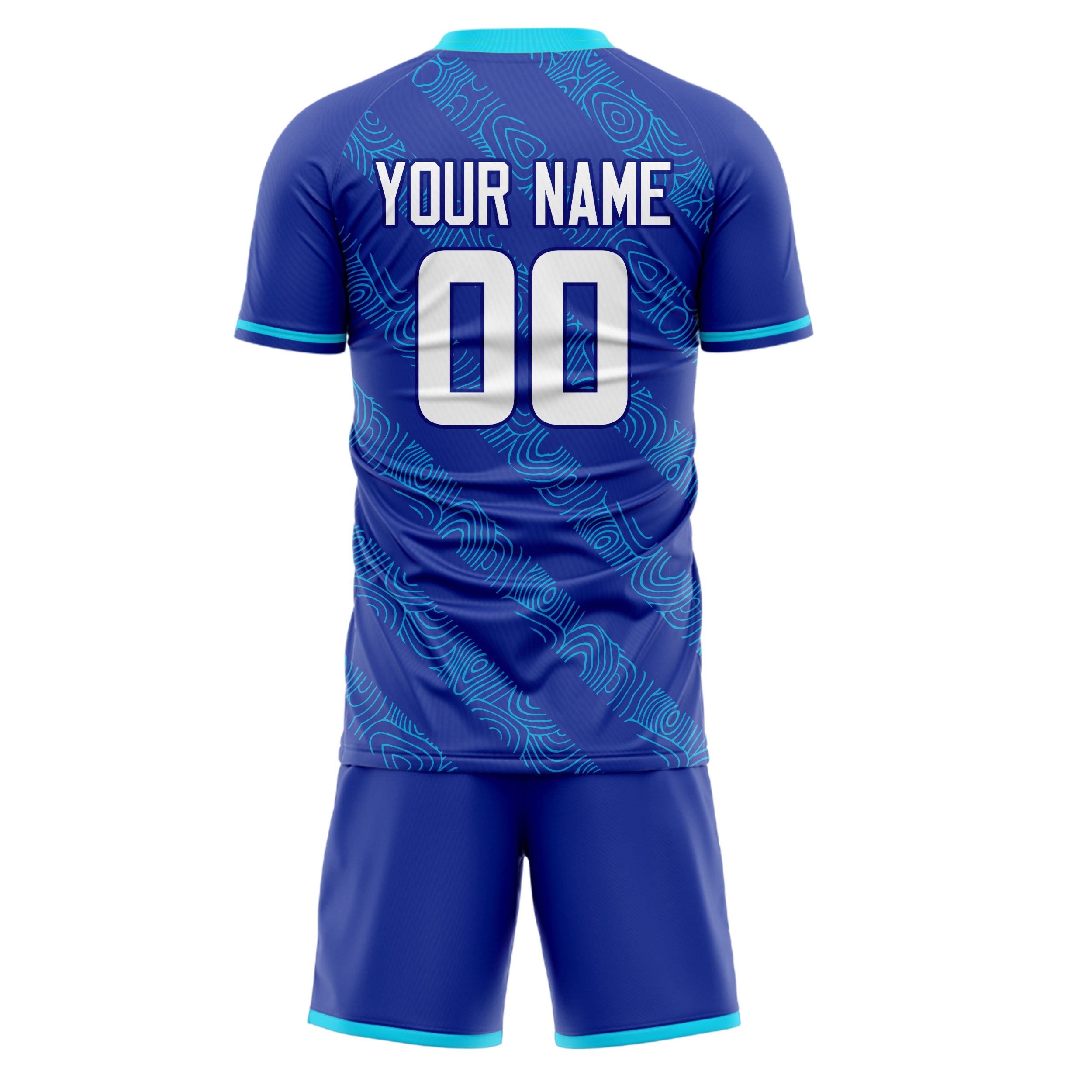 Custom Royal White GeometricalPattern Soccer Jersey