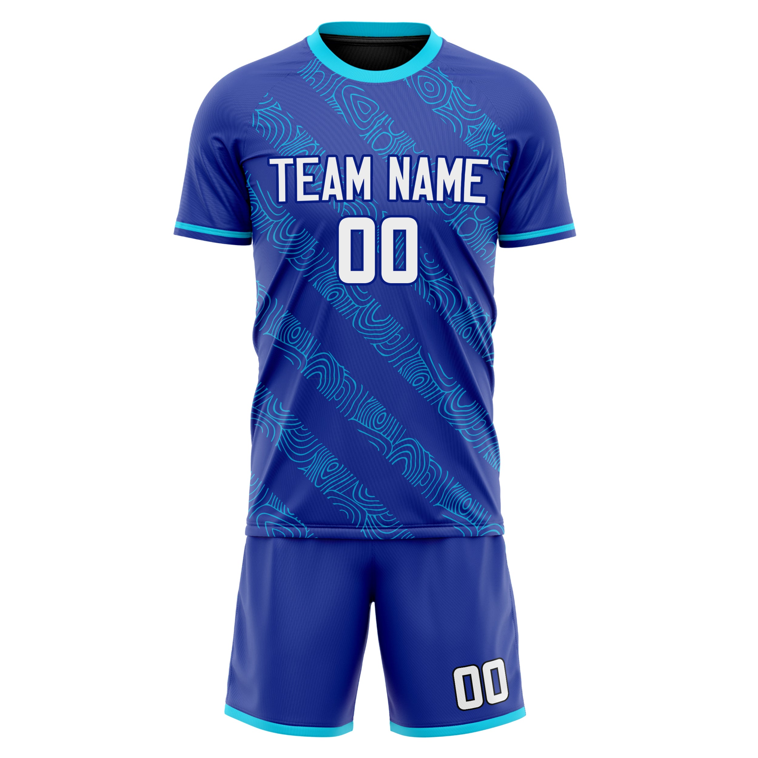 Custom Royal White GeometricalPattern Soccer Jersey