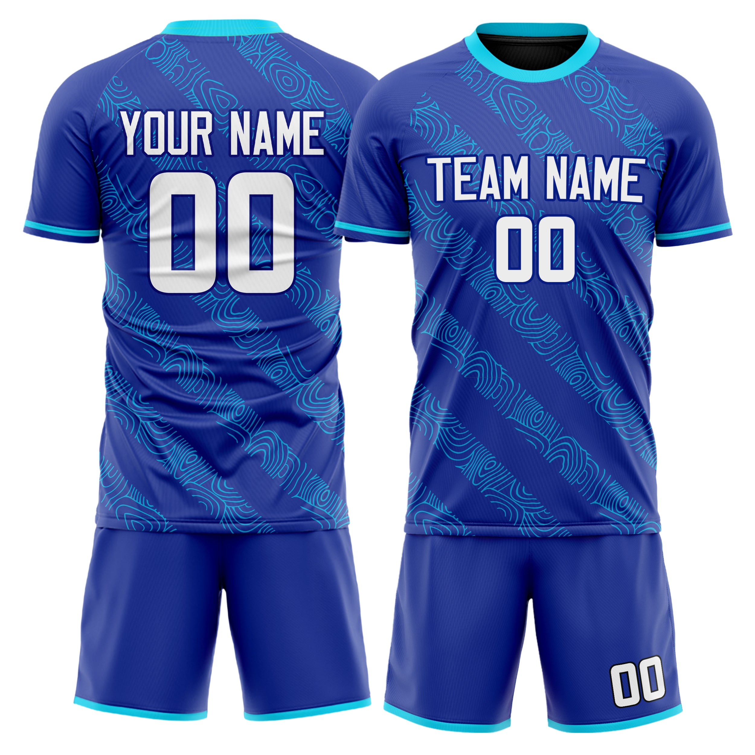 Custom Royal White GeometricalPattern Soccer Jersey